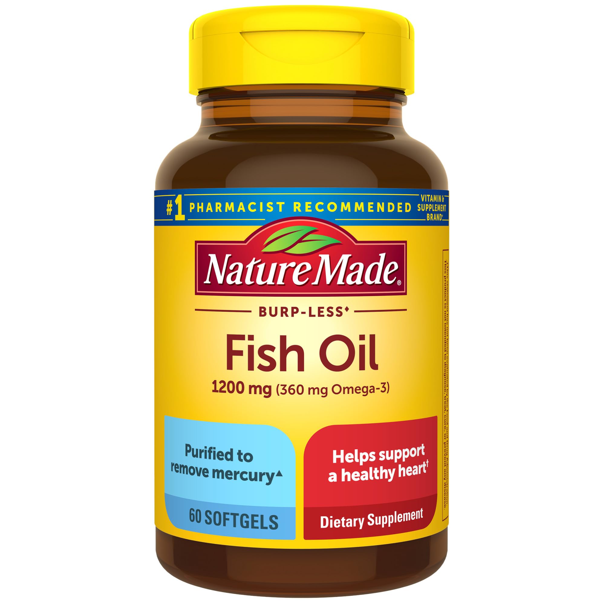 Foto 2 pulgar | Suplemento De Aceite De Pescado Nature Made Burp Less 1200 Mg 60 Cápsulas Blandas - Venta Internacional.