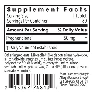 Foto 3 | Suplemento Allergy Research Group, Pregnenolona, 50 Mg, 60 Comprimidos - Venta Internacional.
