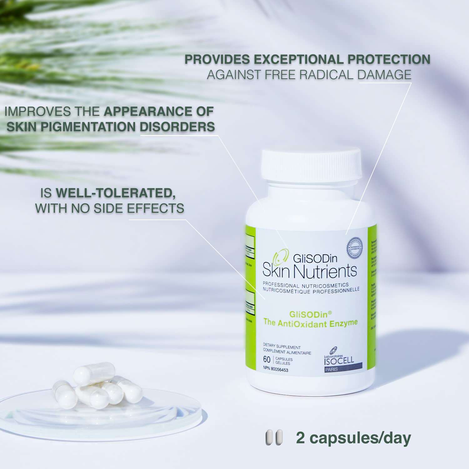 Foto 3 pulgar | Suplemento Glisodin Skin Nutrients The Antioxidant Enzyme 60 Cápsulas - Venta Internacional.