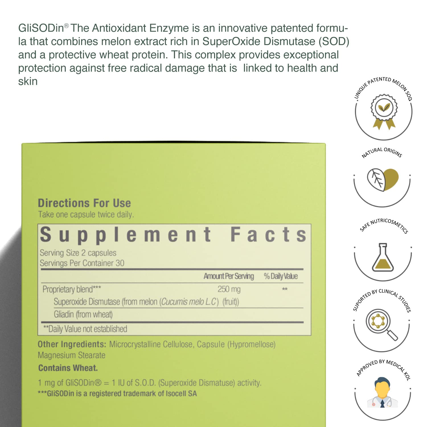 Foto 5 pulgar | Suplemento Glisodin Skin Nutrients The Antioxidant Enzyme 60 Cápsulas - Venta Internacional.