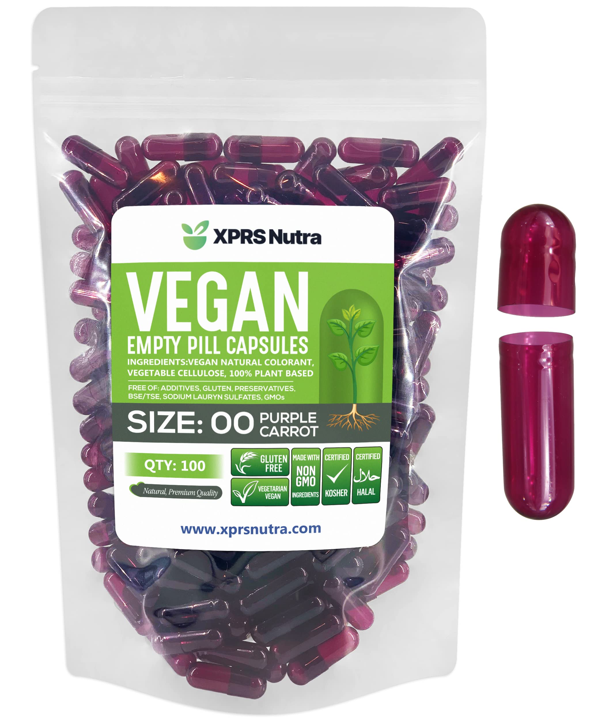 Foto 2 pulgar | Cápsulas Vacías Xprs Nutra, Tamaño 00, 100 Unidades, Veganas, Moradas - Venta Internacional.