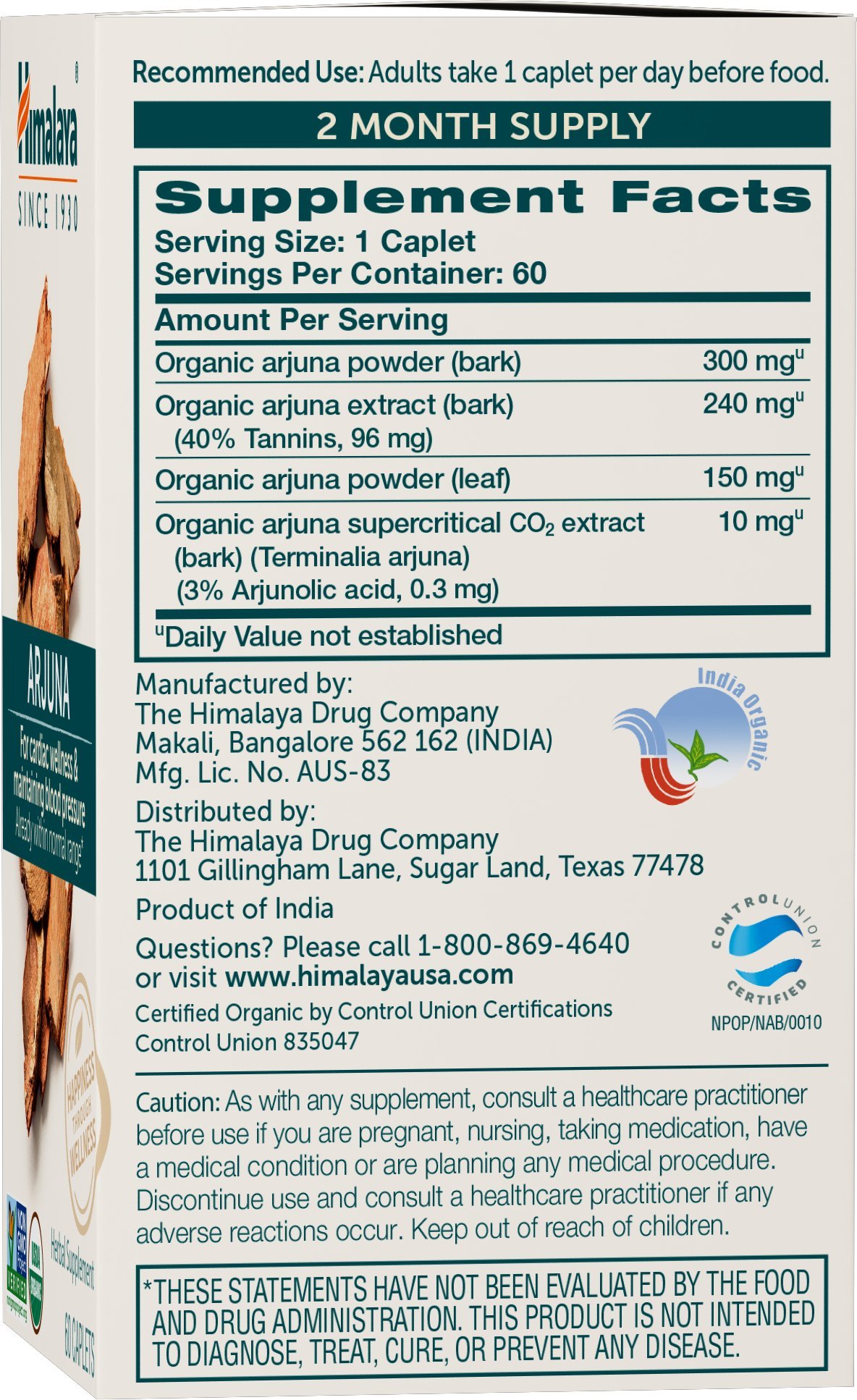 Foto 3 pulgar | Suplemento Himalaya Organic Arjuna 700 Mg 60 Cápsulas - Venta Internacional.