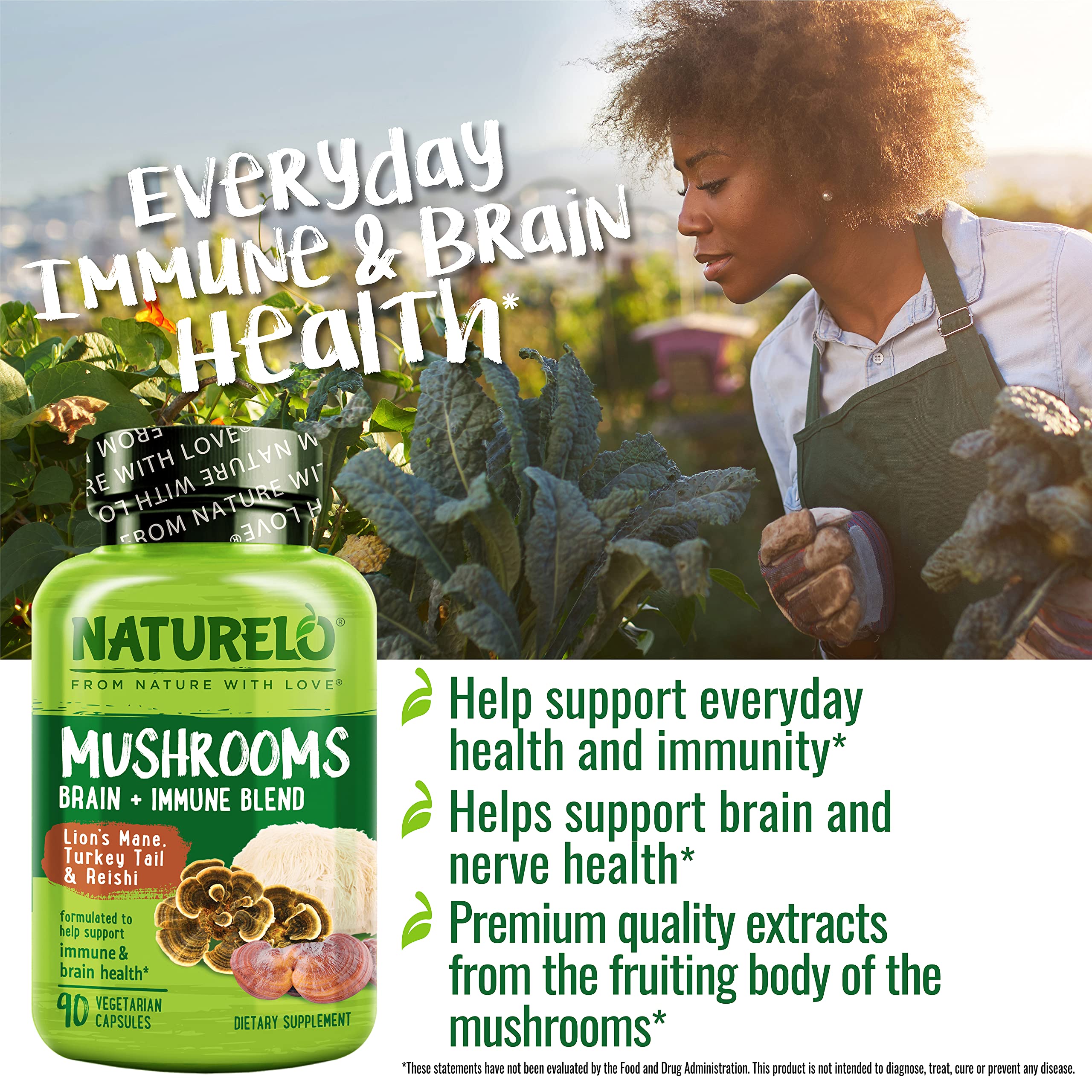 Foto 7 pulgar | Suplemento Naturelo Mushroom Brain & Immune Health 90 Cápsulas - Venta Internacional.