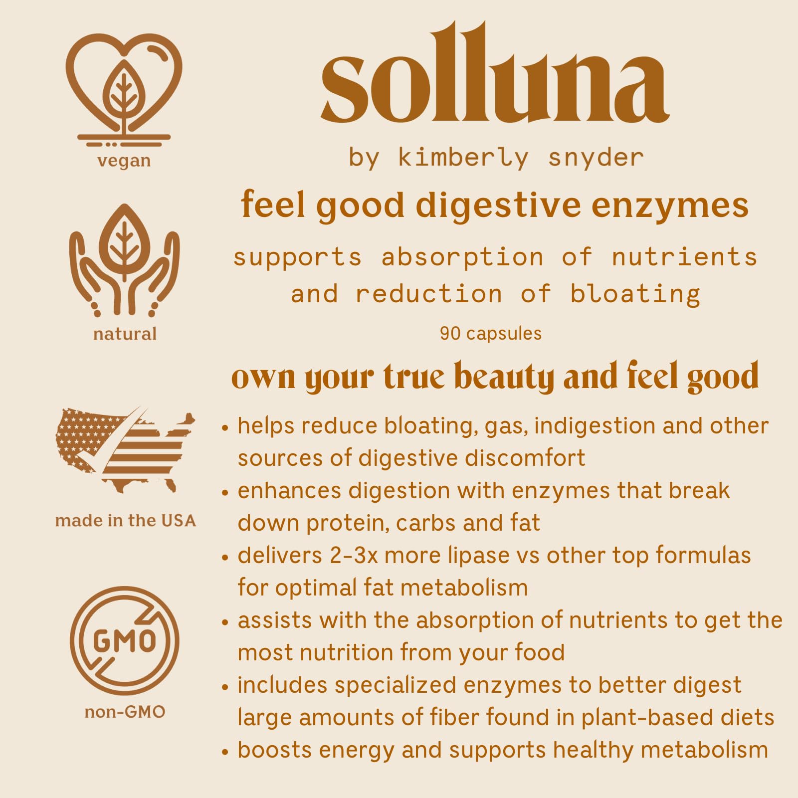 Foto 3 pulgar | Enzimas Digestivas Solluna De Kimberly Snyder Feel Good - Venta Internacional.