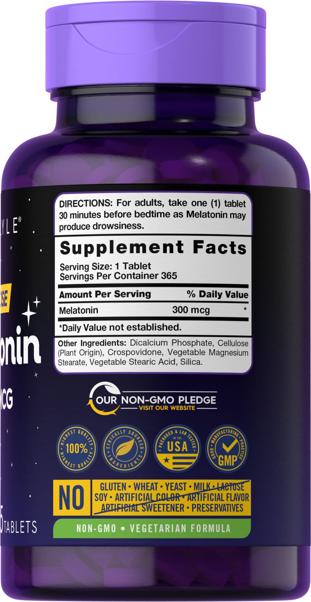 Foto 3 pulgar | Suplemento Carlyle Melatonin 300 Mcg 365 Tabletas - Venta Internacional.