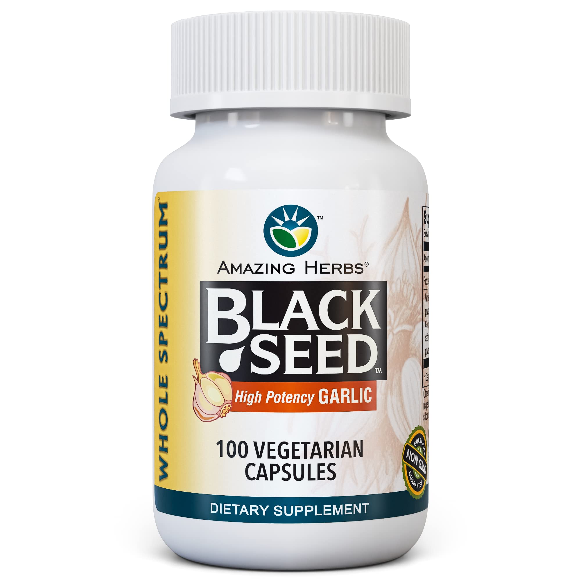 Suplemento Amazing Herbs Con Semillas Negras Y Ajo, 100 Cápsulas - Venta Internacional.