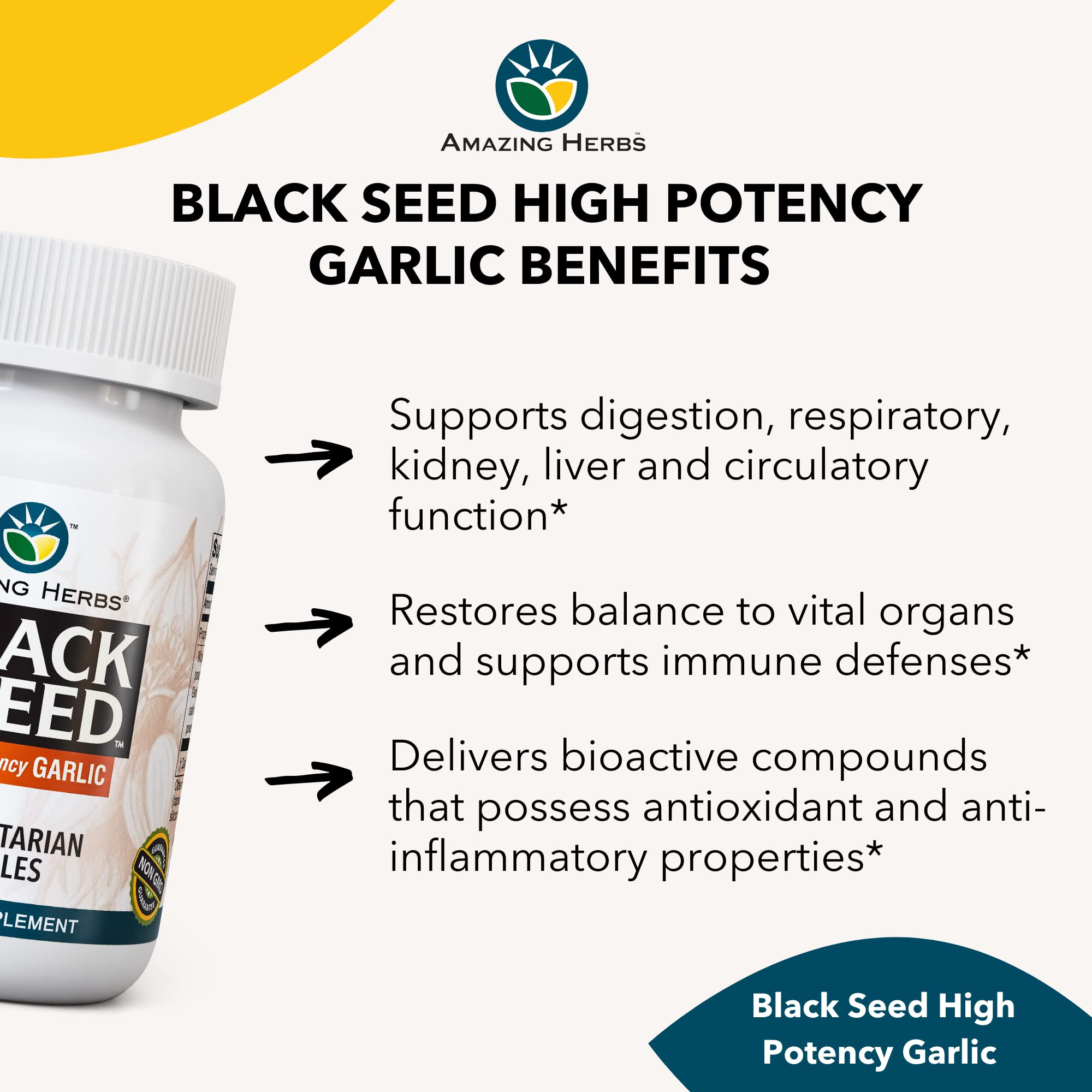 Foto 4 | Suplemento Amazing Herbs Con Semillas Negras Y Ajo, 100 Cápsulas - Venta Internacional.