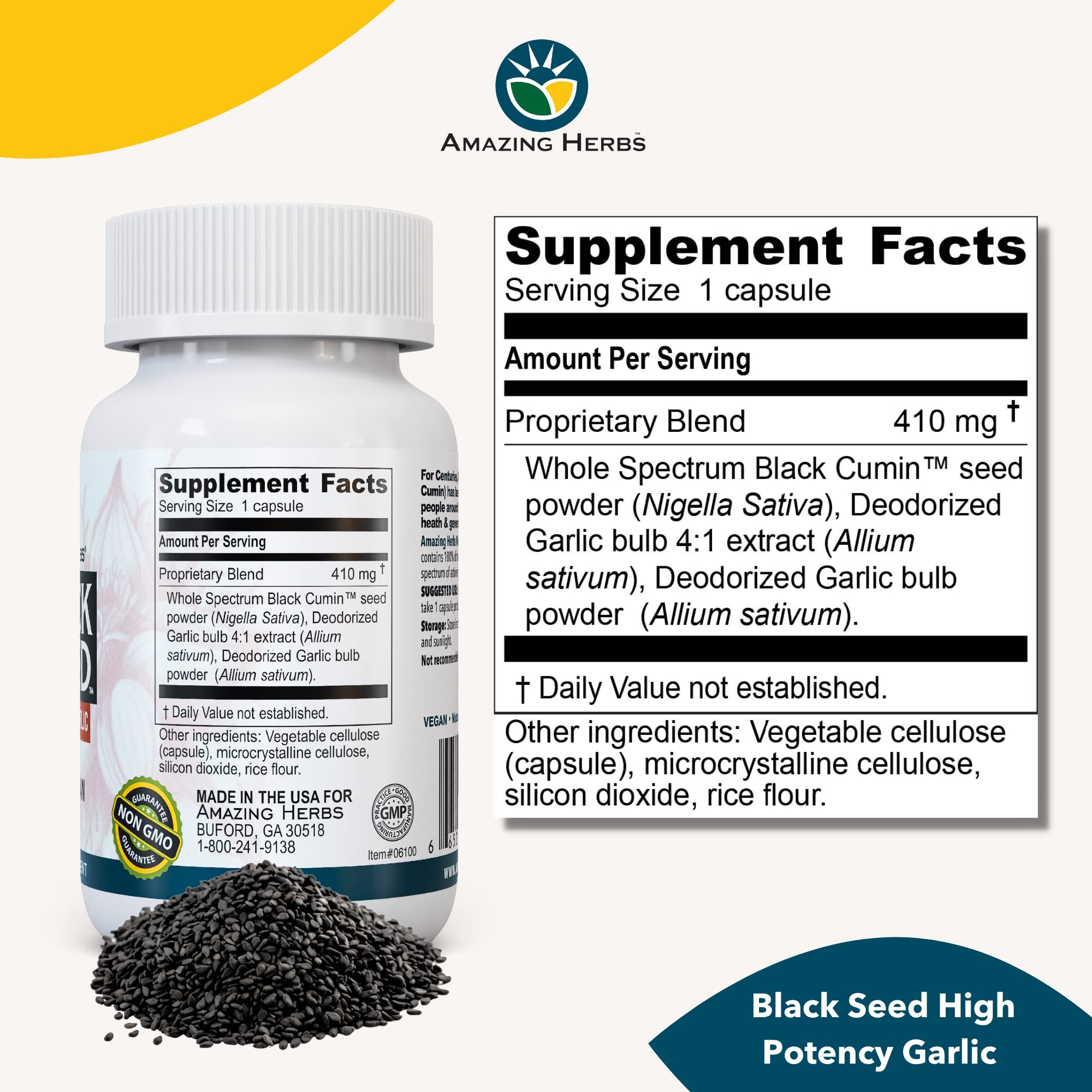 Foto 6 pulgar | Suplemento Amazing Herbs Con Semillas Negras Y Ajo, 100 Cápsulas - Venta Internacional.