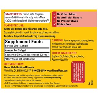 Foto 2 | Suplemento Nature Made CoQ10 200 mg para el Corazón 100 Cápsulas Blandas - Venta Internacional