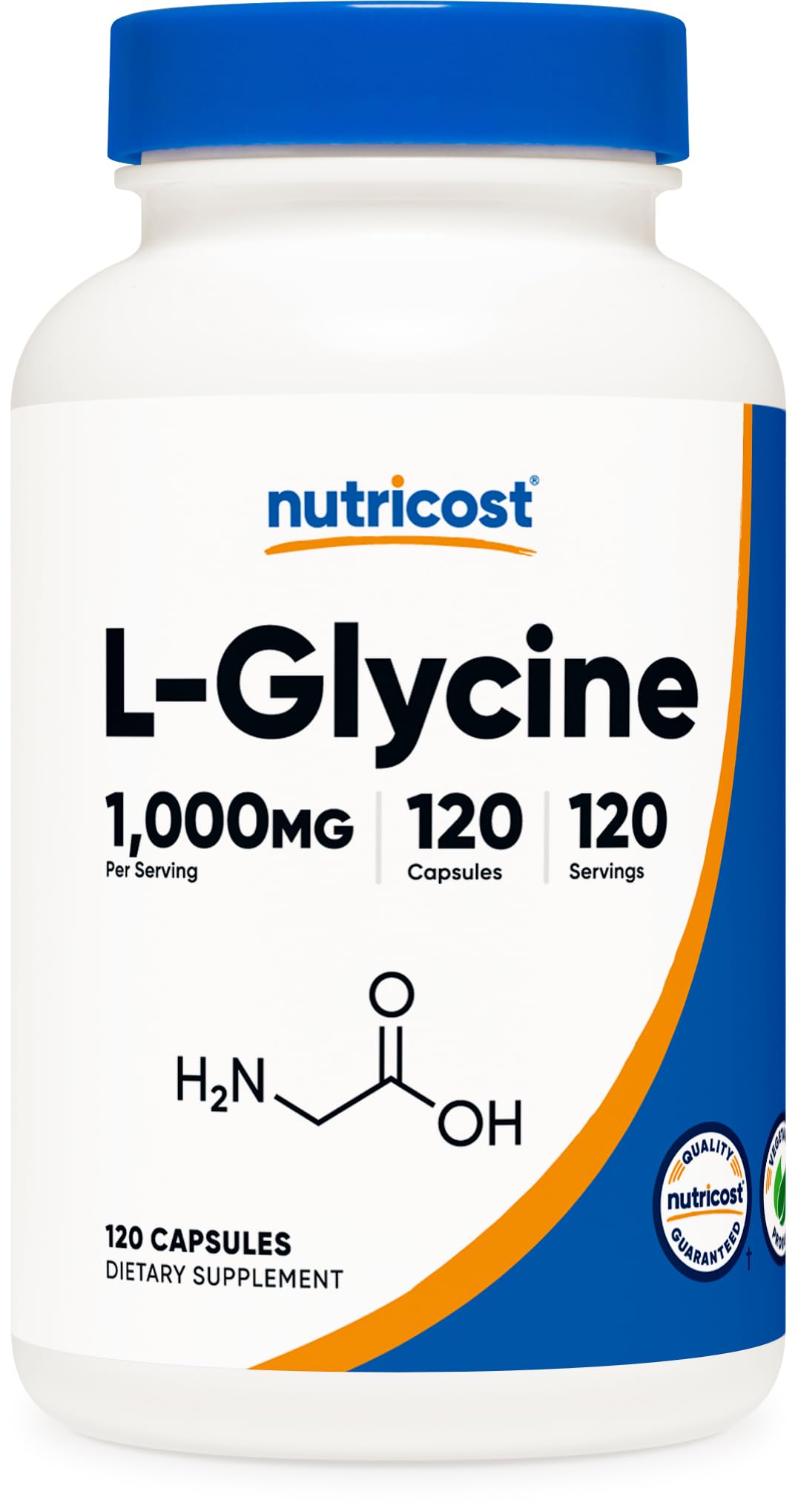Suplemento Nutricost L-glicina 1000 Mg 120 Cápsulas Vegetariano - Venta Internacional.