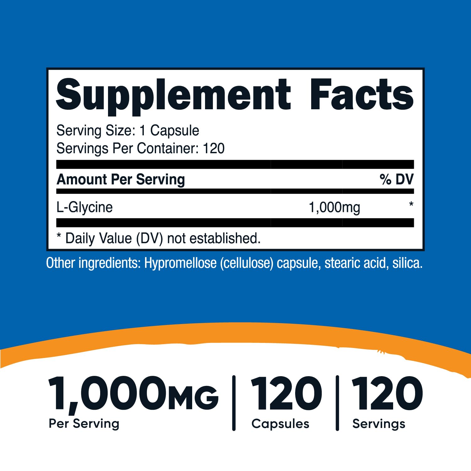 Foto 3 pulgar | Suplemento Nutricost L-glicina 1000 Mg 120 Cápsulas Vegetariano - Venta Internacional.
