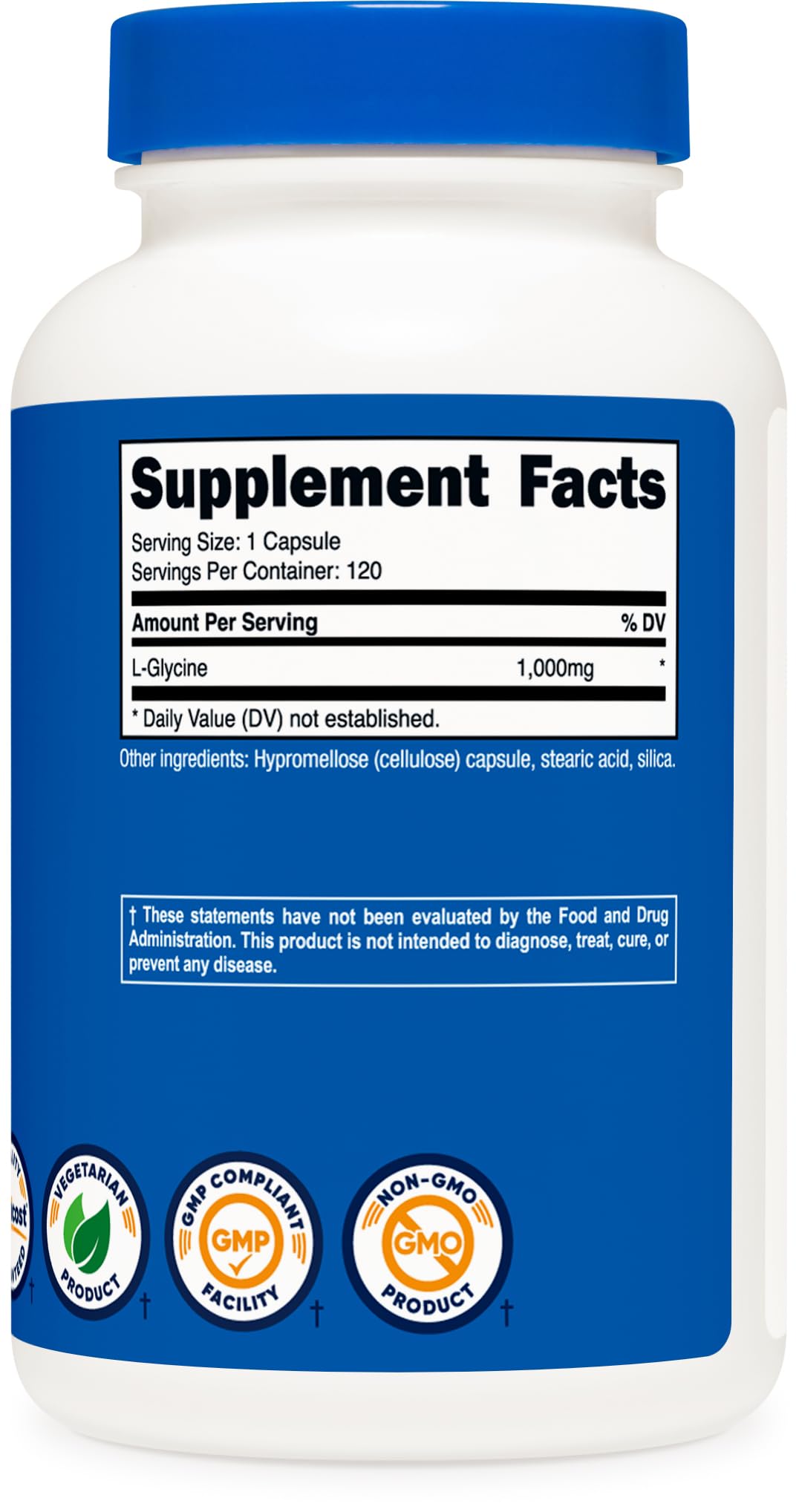 Foto 6 pulgar | Suplemento Nutricost L-glicina 1000 Mg 120 Cápsulas Vegetariano - Venta Internacional.