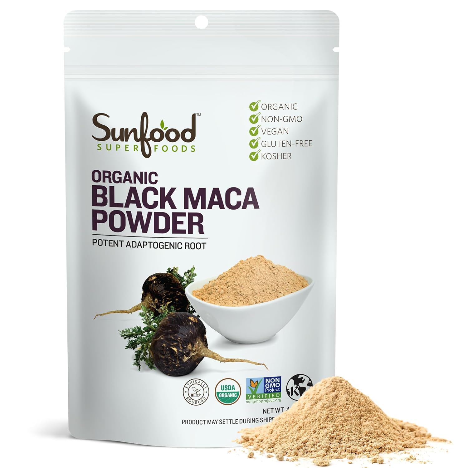 Foto 2 pulgar | Maca Negra En Polvo Superfoods Sunfood, Cruda Y Orgánica, 120 Ml - Venta Internacional.