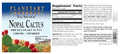 Foto 4 | Suplemento Planetary Herbals De Nopal De Espectro Completo Con Nopal, 1000 Mg - Venta Internacional.