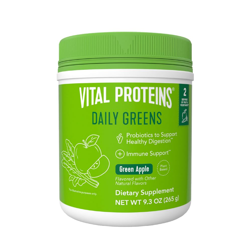 Suplemento Vital Proteins Daily Greens, Manzana Verde, 275 Ml - Venta Internacional.