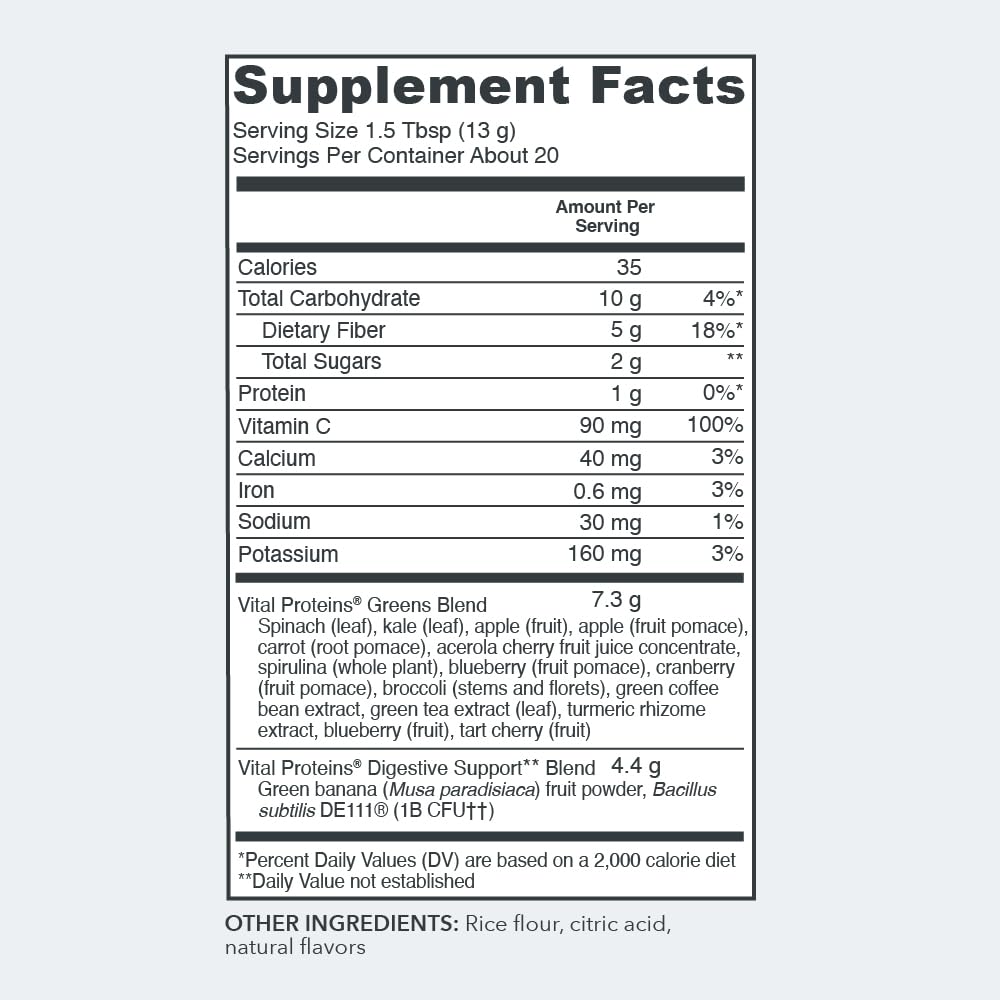 Foto 3 pulgar | Suplemento Vital Proteins Daily Greens, Manzana Verde, 275 Ml - Venta Internacional.