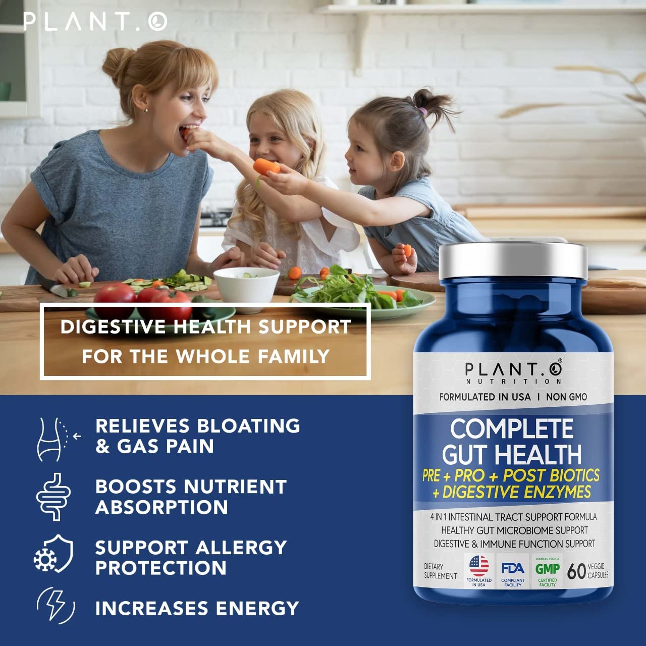 Foto 4 pulgar | Suplemento Plant.o Nutrition Gut Complex 60 Cápsulas - Venta Internacional.