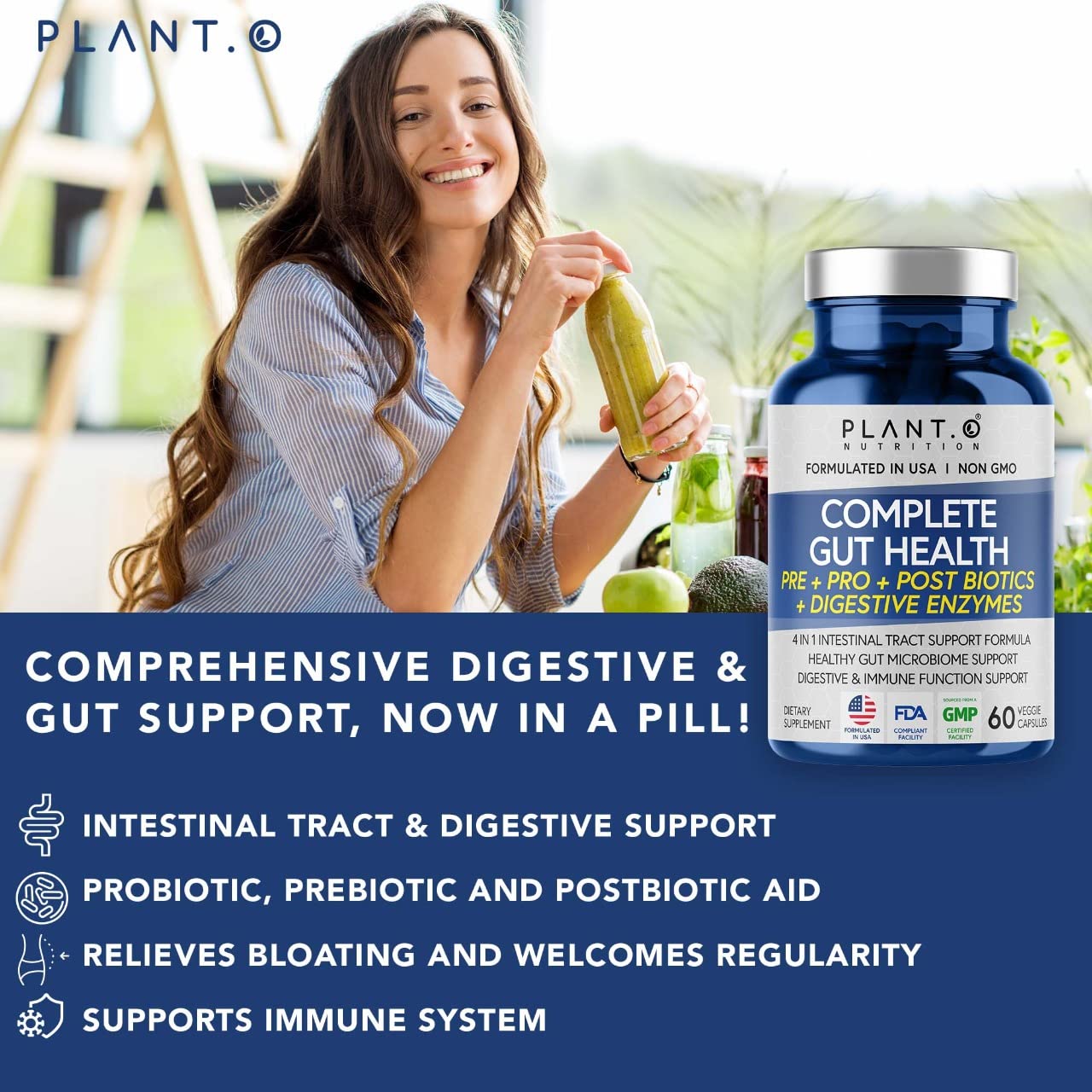 Foto 5 pulgar | Suplemento Plant.o Nutrition Gut Complex 60 Cápsulas - Venta Internacional.