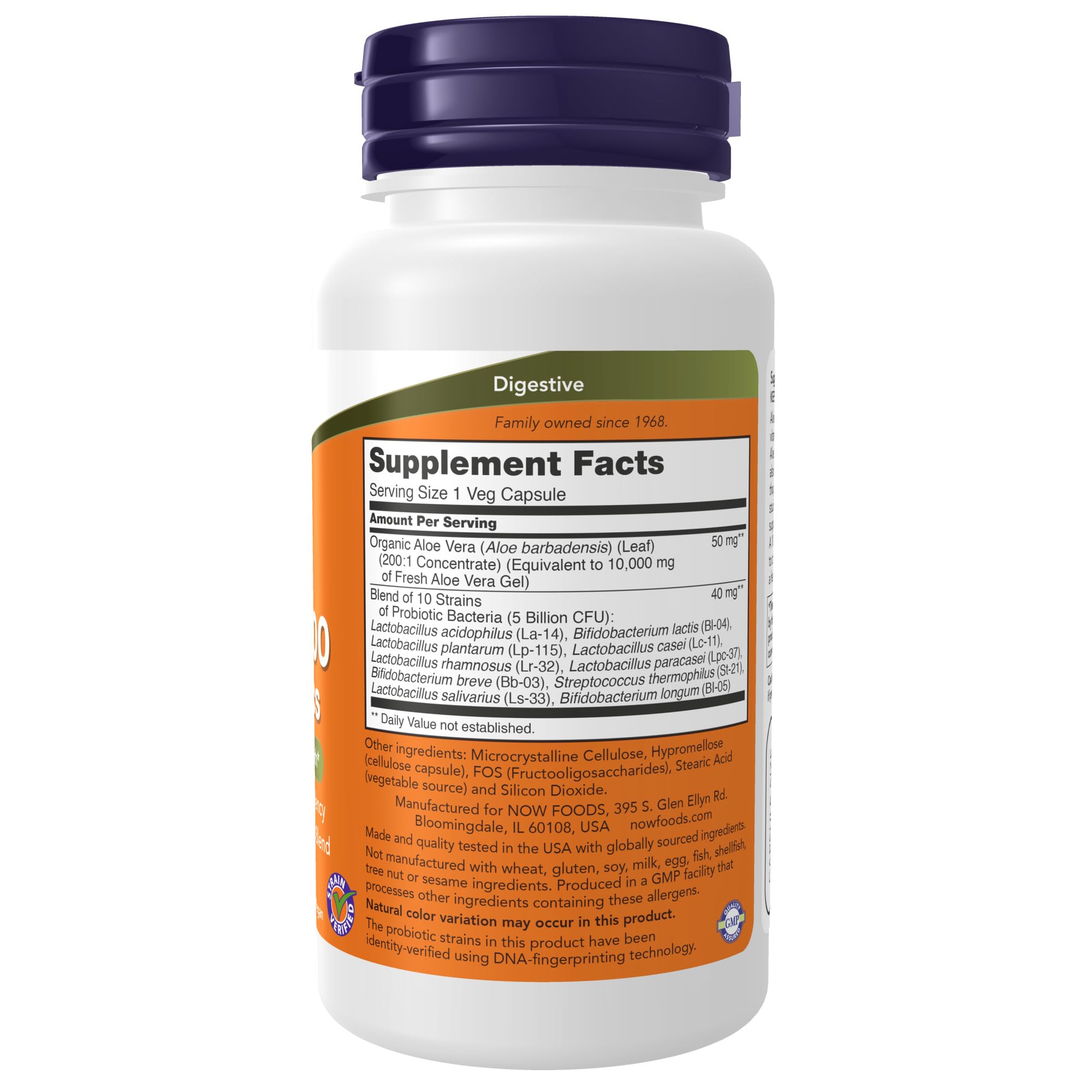 Foto 2 | Suplementos Now Foods Con 10 000 G De Aloe Y Probióticos, 10 Cepas, 60 Cápsulas - Venta Internacional.
