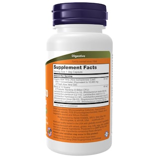 Foto 2 | Suplementos Now Foods Con 10 000 G De Aloe Y Probióticos, 10 Cepas, 60 Cápsulas - Venta Internacional.