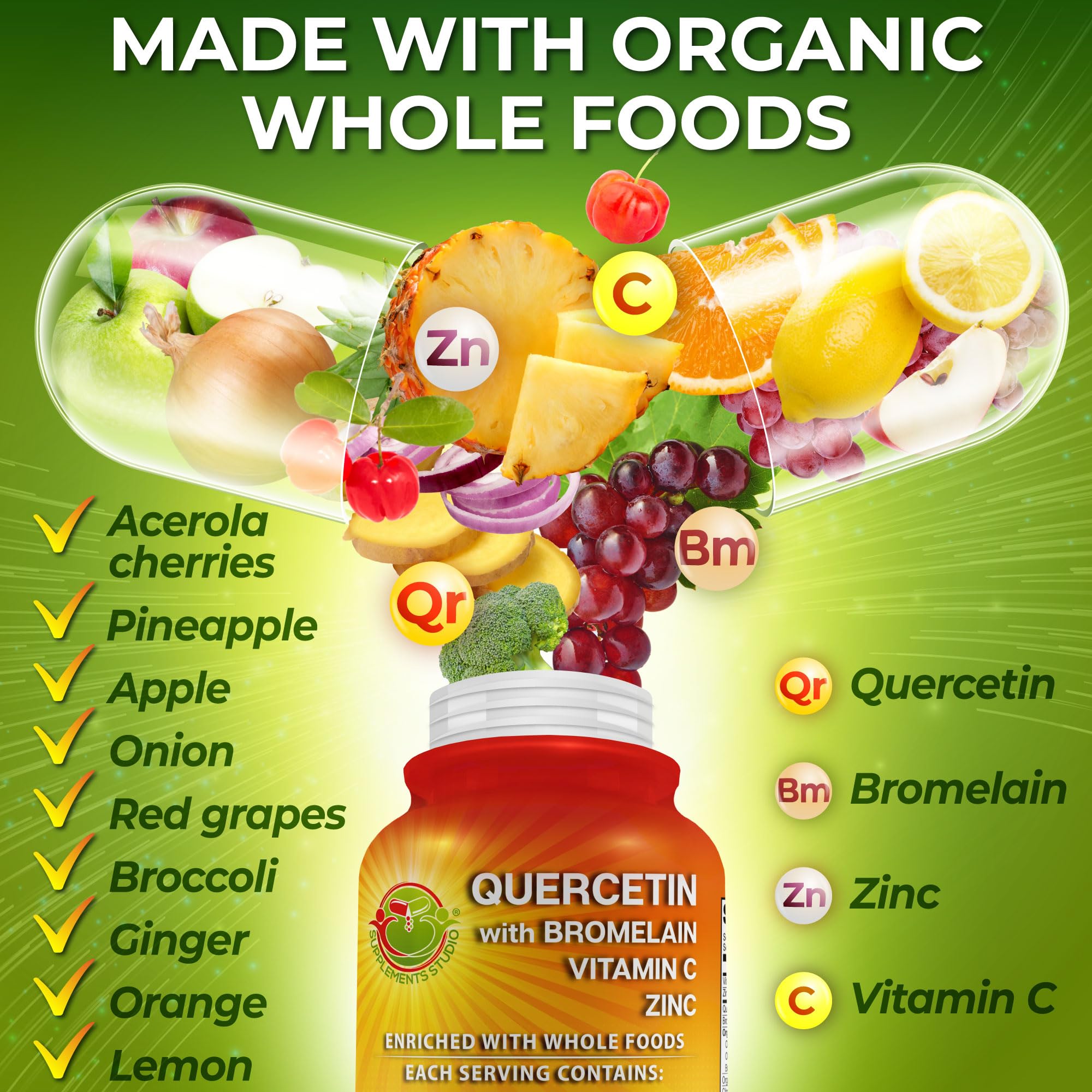 Foto 3 pulgar | Suplemento Studio Quercetin 500 Mg Con Bromelina - Venta Internacional.