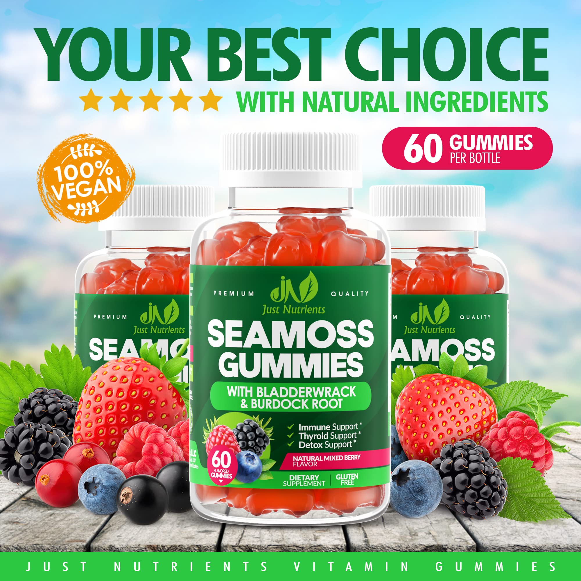 Foto 5 pulgar | Gomitas Supplement Just Nutrients Sea Moss De 3000 Mg, 60 Unidades - Venta Internacional.