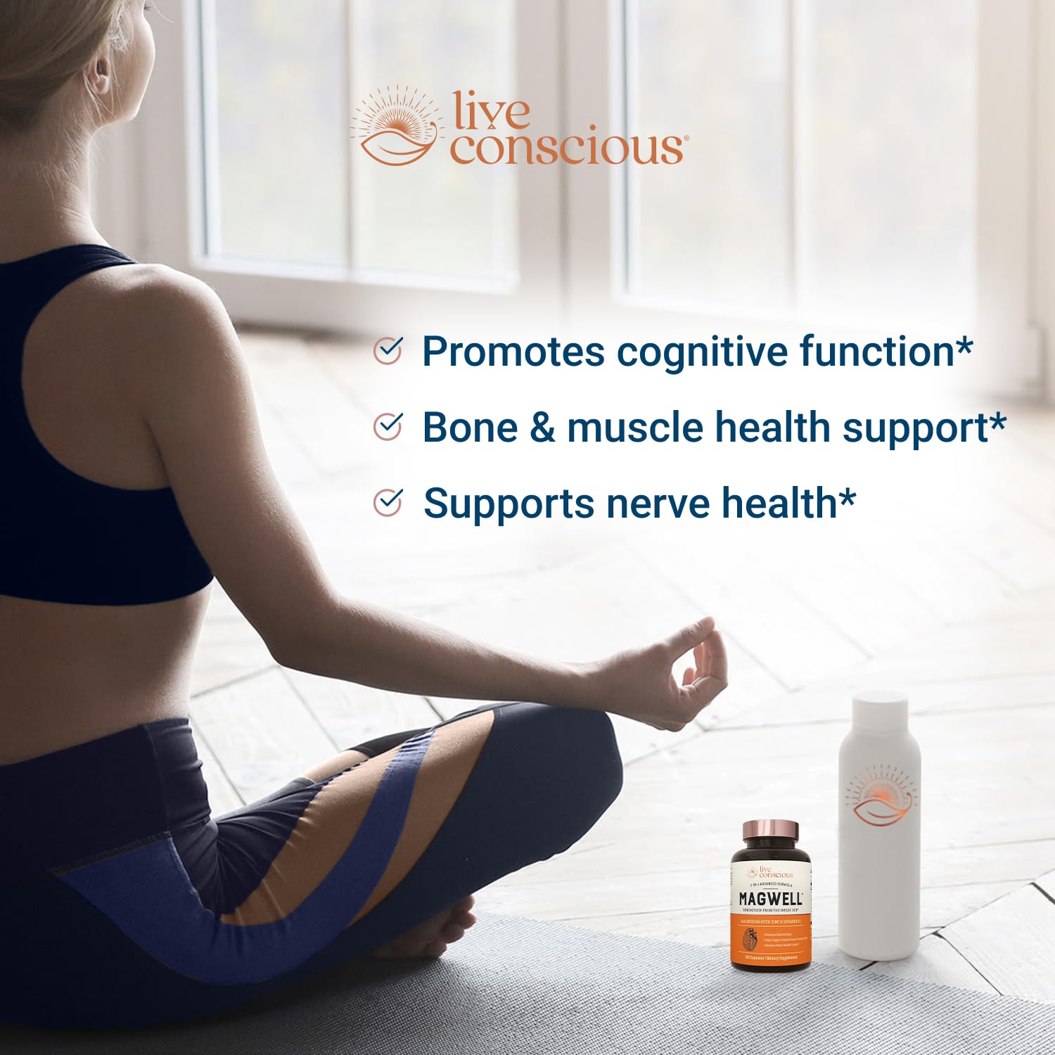 Foto 2 | Supplement Live Conscious Magwell Magnesio, Zinc Y Vitamina D3 - Venta Internacional.