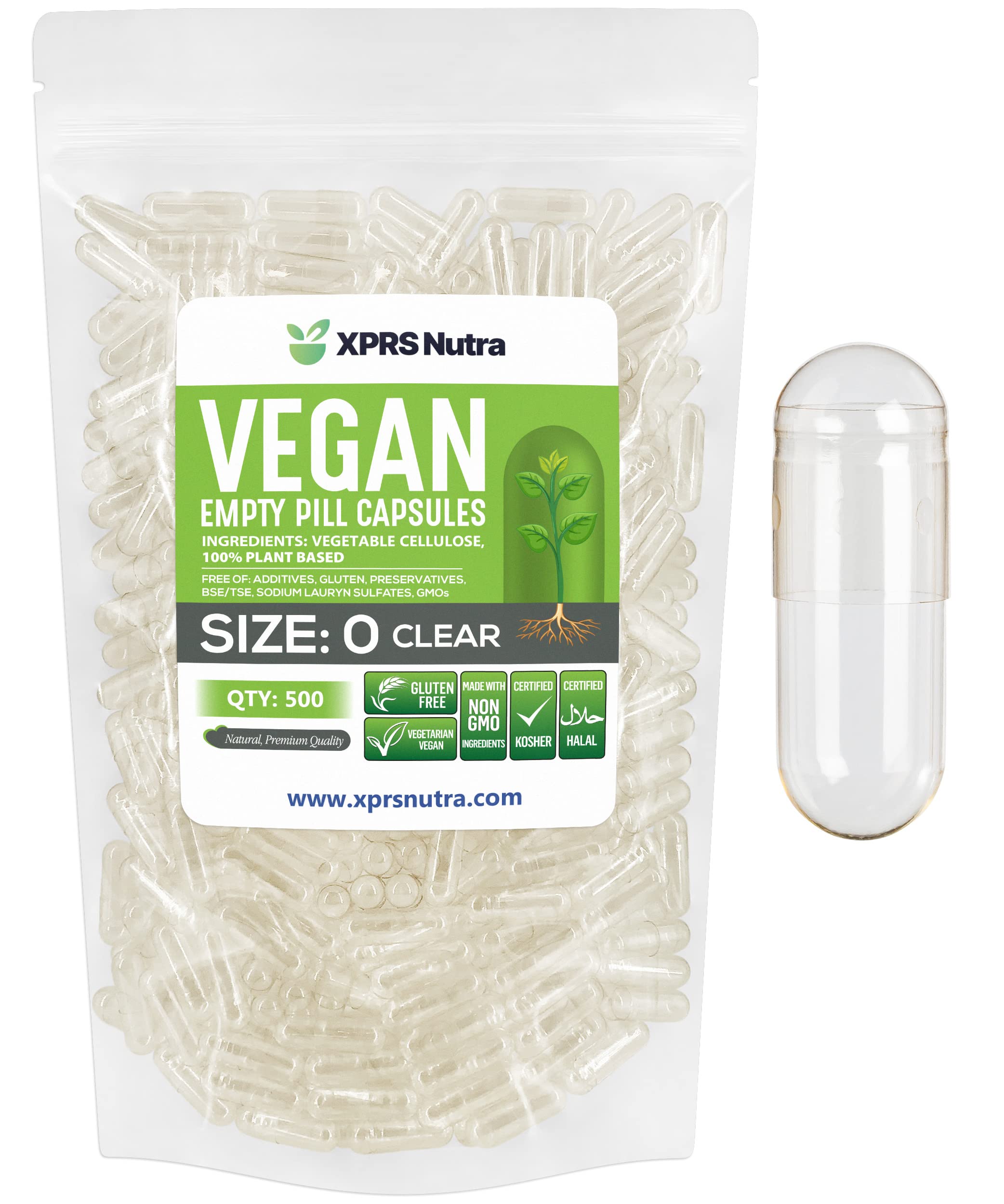 Foto 2 pulgar | Cápsulas Vacías Xprs Nutra, Tamaño 0, Cápsulas Veganas De 500 Unidades - Venta Internacional.