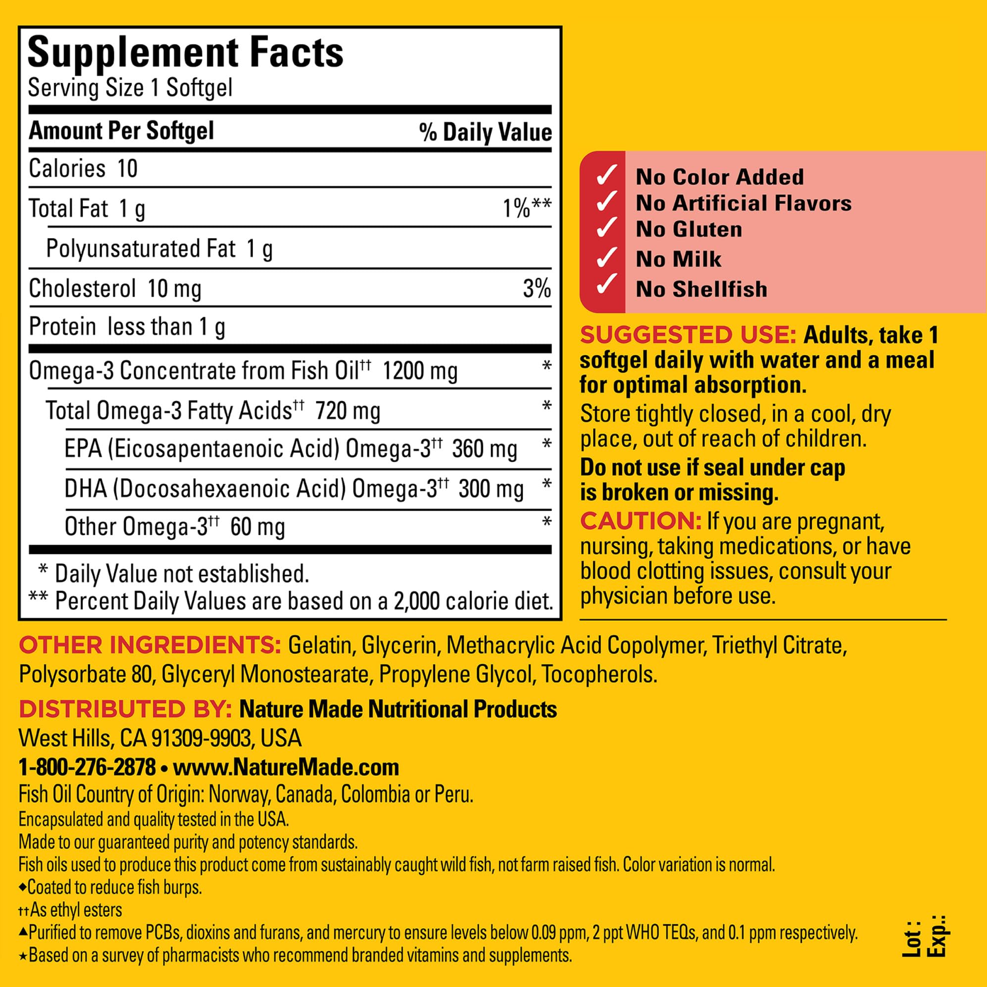 Foto 6 pulgar | Suplemento De Aceite De Pescado Nature Made Burp Less Omega 3 1200 Mg - Venta Internacional.