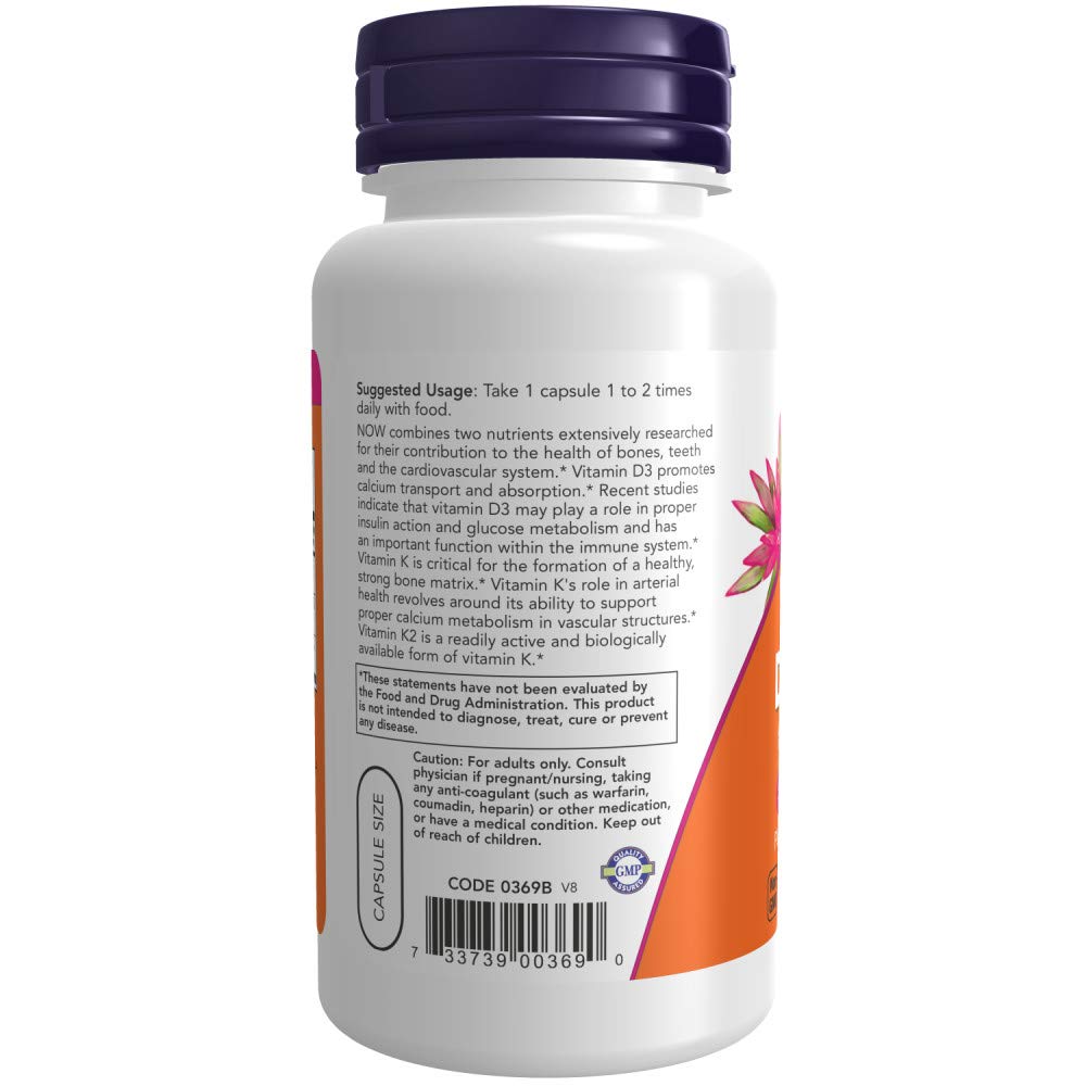 Foto 3 | Vitamina D-3 Y K-2 De Supplement Now Foods, 120 Cápsulas (paquete De 2) - Venta Internacional.