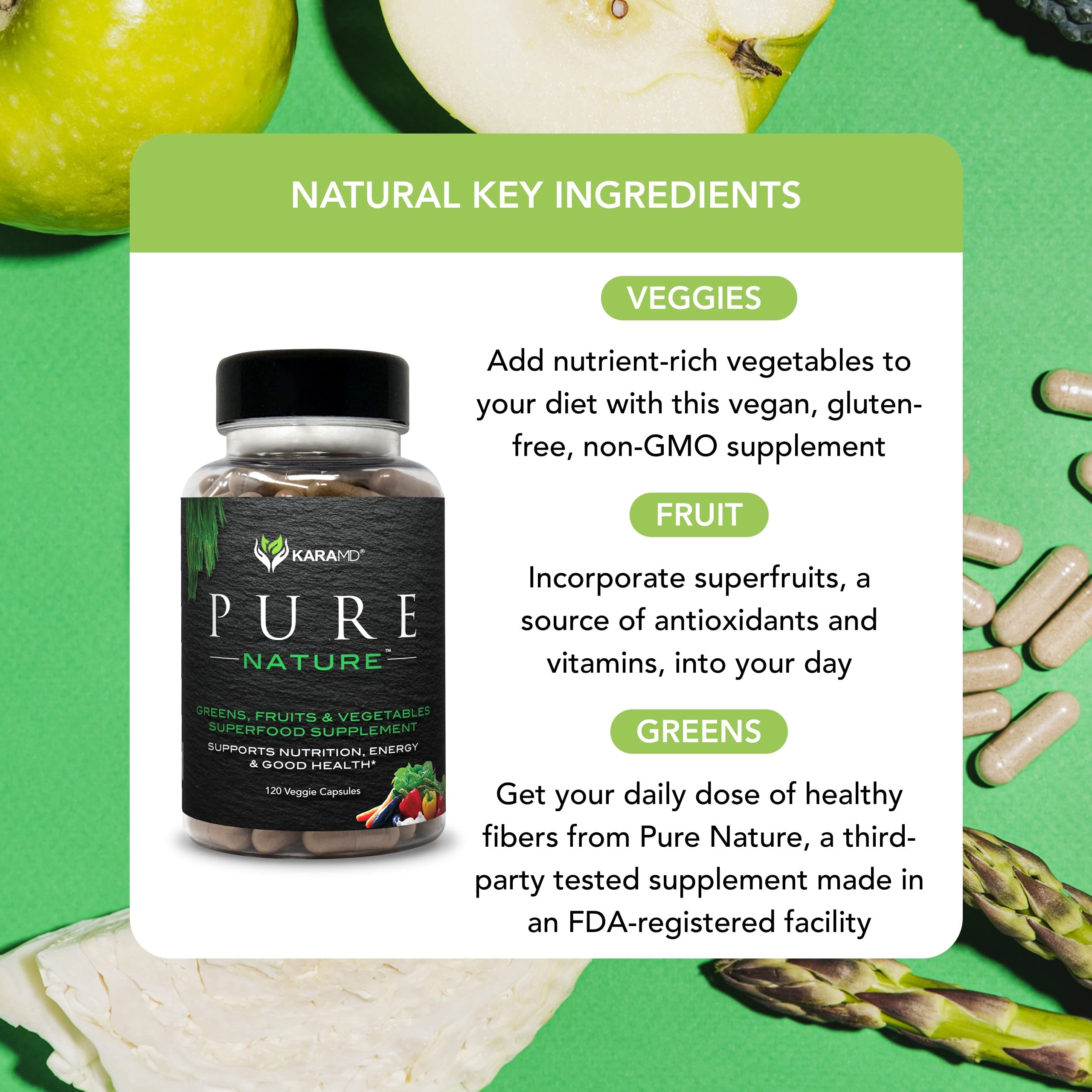Foto 5 pulgar | Suplemento Karamd Pure Nature Verduras, Frutas Y Verduras - Venta Internacional.