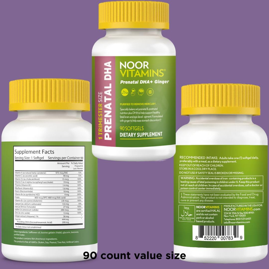 Foto 8 pulgar | Vitaminas Prenatales Noor Vitaminas Halal Con Dha Y Ácido Fólico - Venta Internacional.