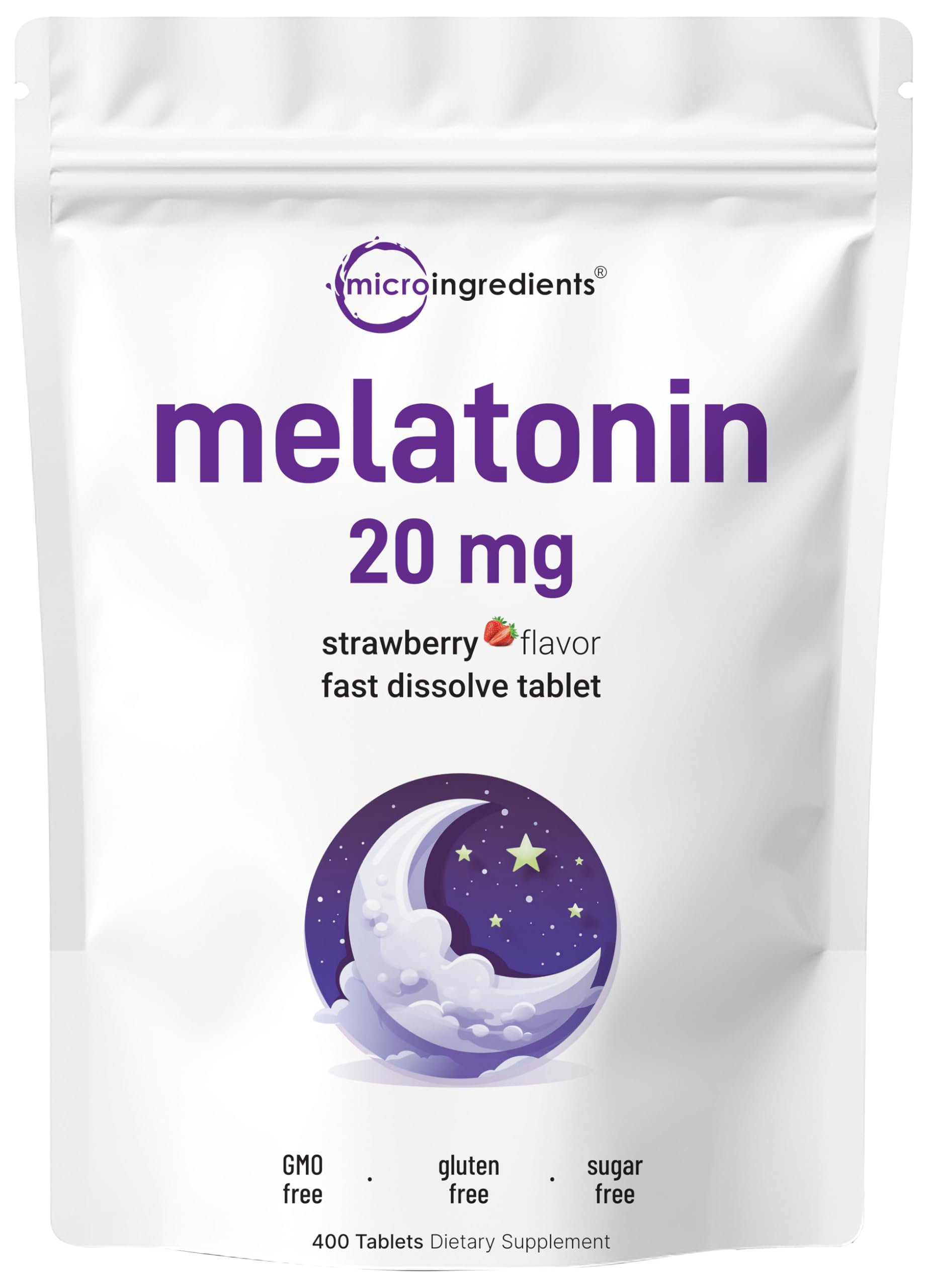 Foto 2 pulgar | Tabletas De Melatonina, Microingredientes, 20 Mg, 400 Tabletas - Venta Internacional.