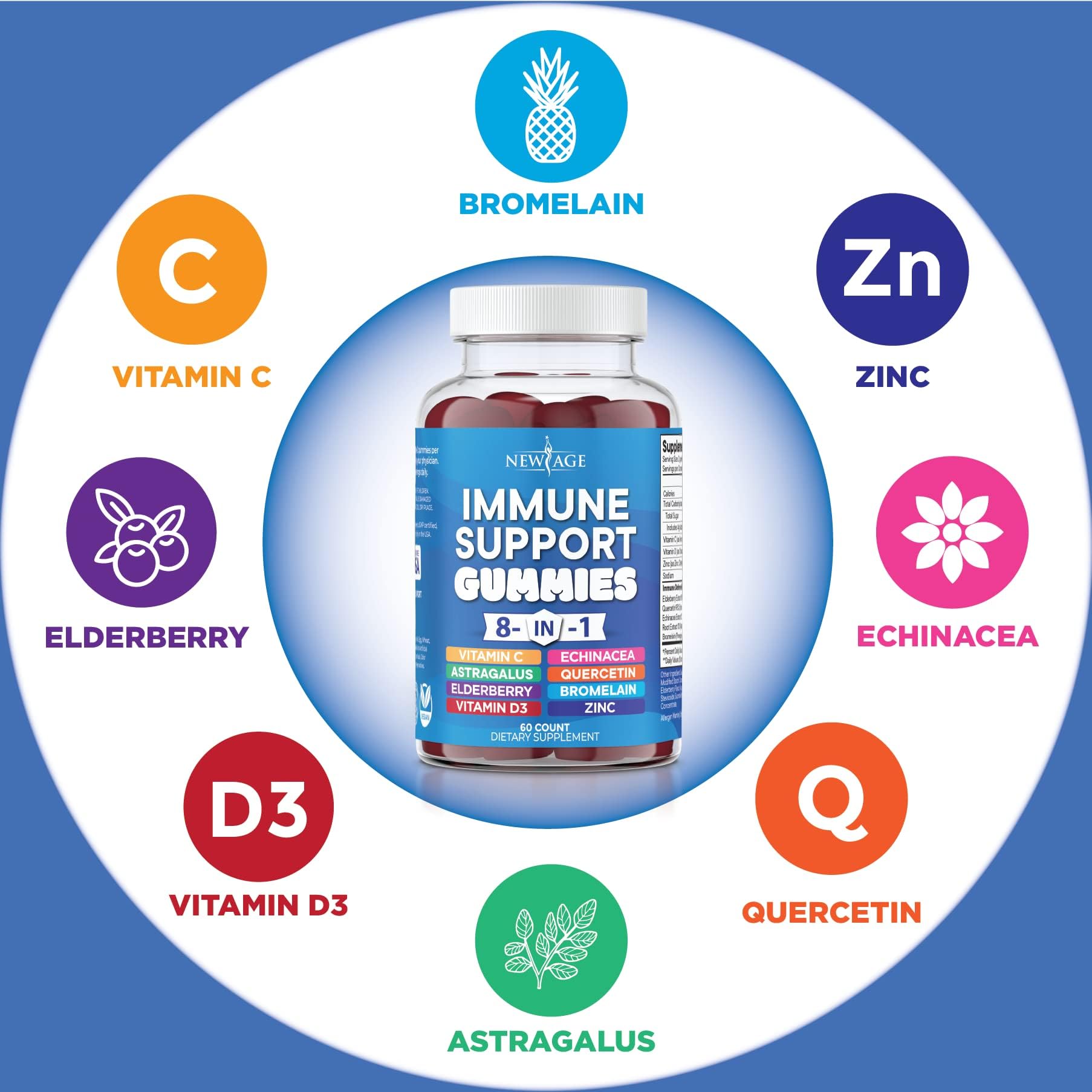 Foto 5 pulgar | Suplemento 8 En 1 Para Reforzar El Sistema Inmunitario Con Saúco Y Vitamina C - Venta Internacional.
