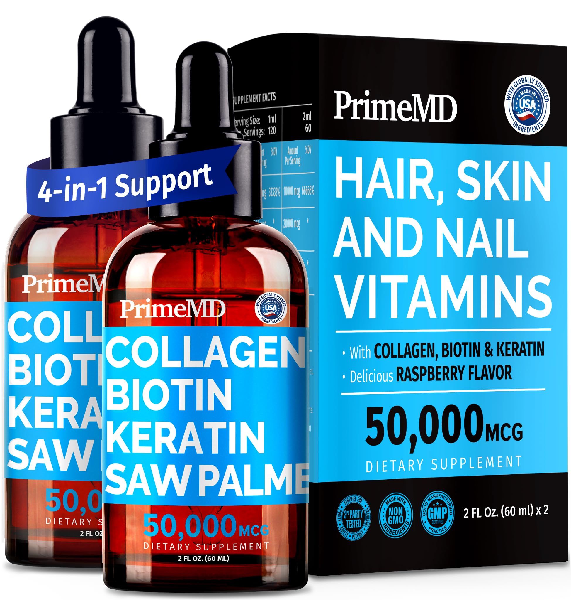 Foto 2 pulgar | Péptidos De Colágeno Líquido Primemd Para Mujeres Con Biotina 60 Ml X2 - Venta Internacional.