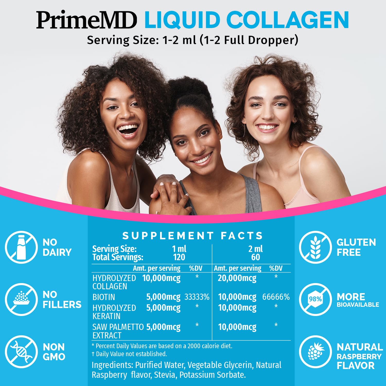 Foto 4 pulgar | Péptidos De Colágeno Líquido Primemd Para Mujeres Con Biotina 60 Ml X2 - Venta Internacional.