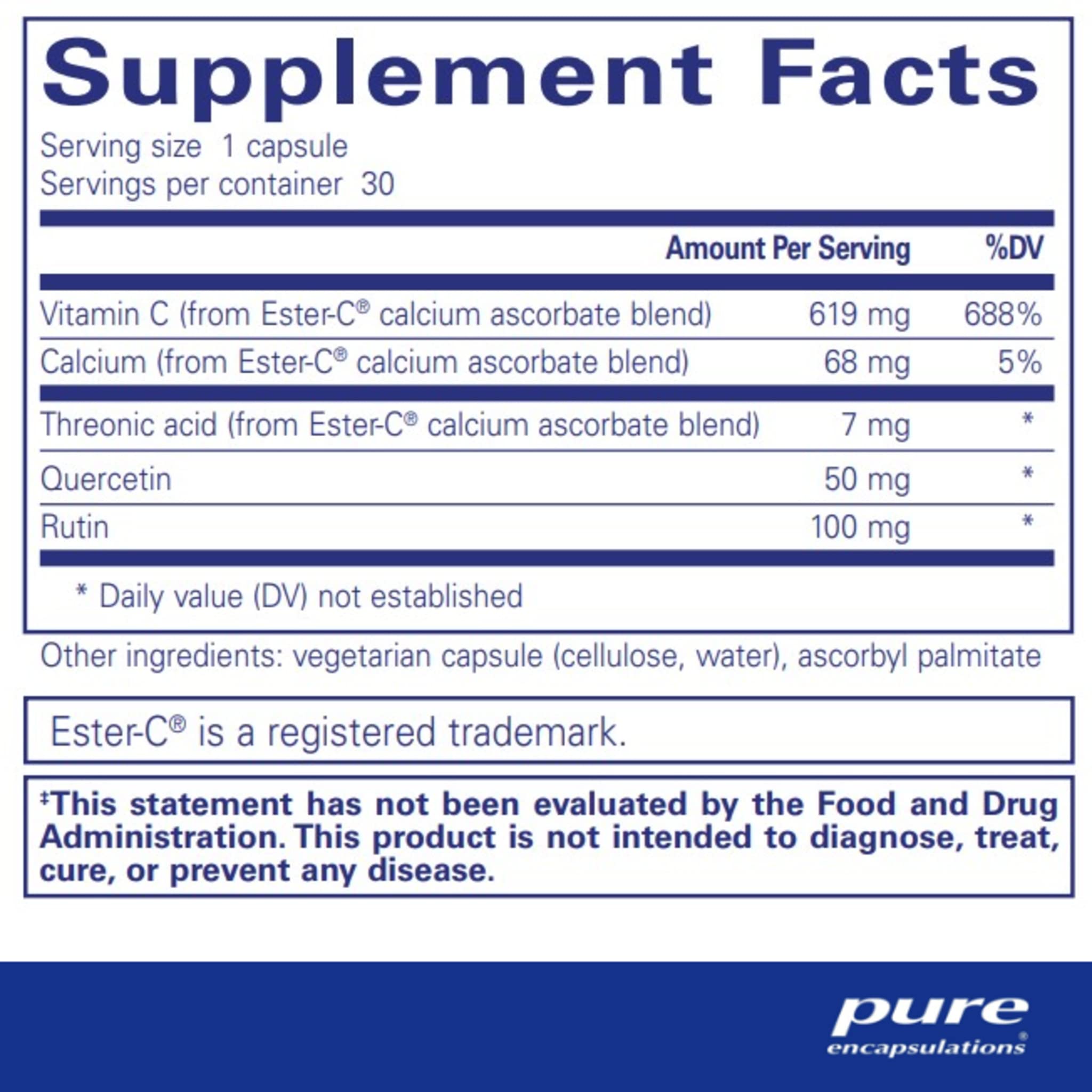Foto 3 pulgar | Suplemento Pure Encapsulations Ester-c Y Flavonoides 30 Cápsulas - Venta Internacional.