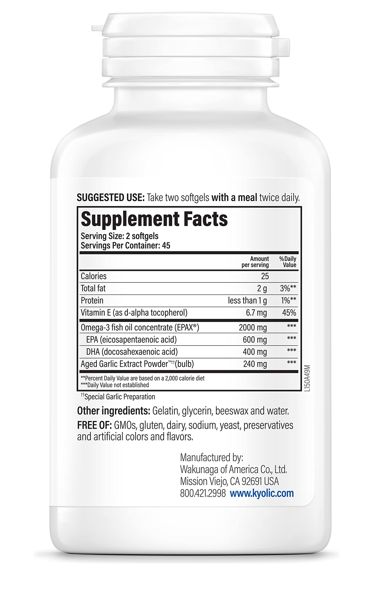 Foto 4 pulgar | Suplemento De Extracto De Ajo Envejecido Kyolic, Fórmula 150 Omega-3 - Venta Internacional.