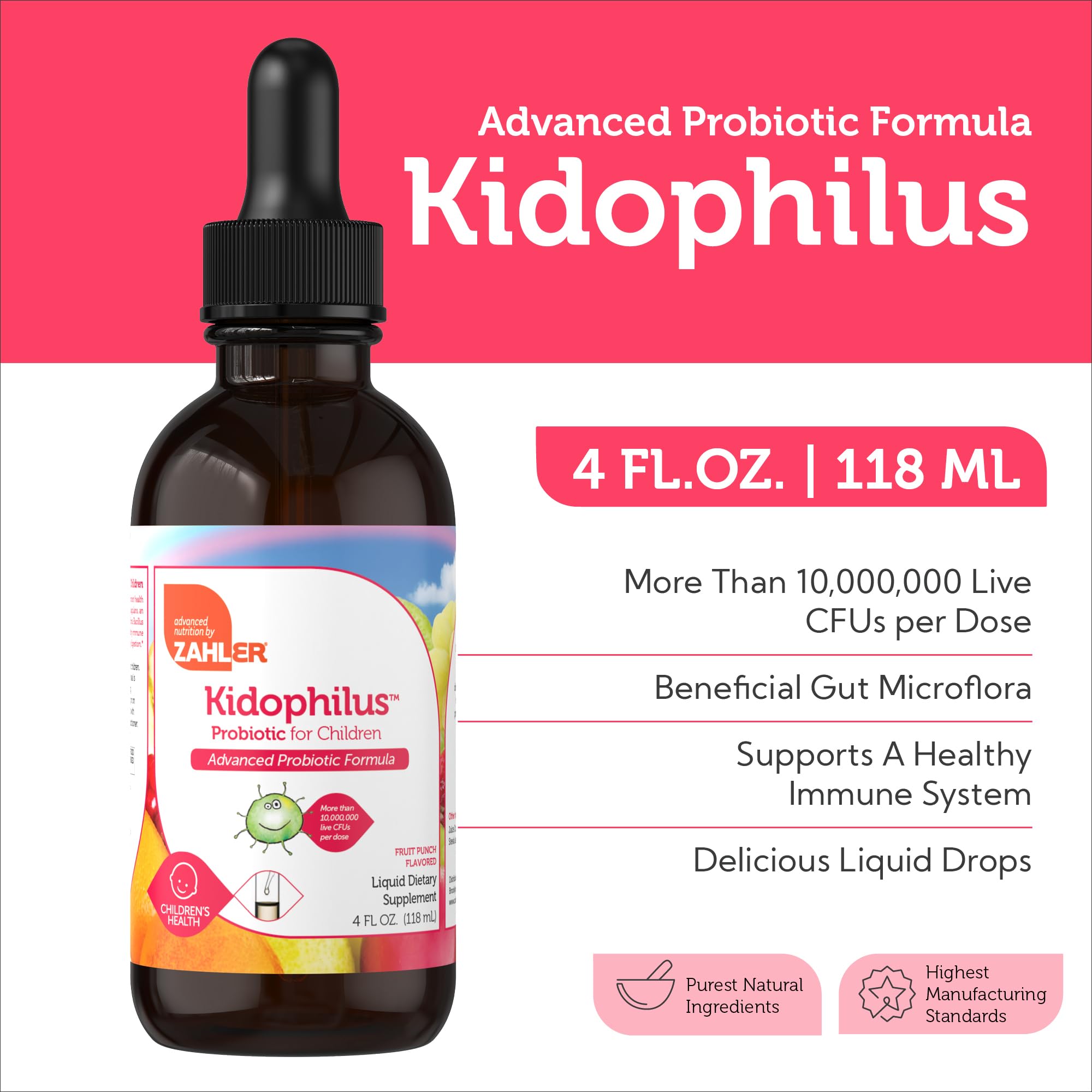 Foto 3 pulgar | Gotas Líquidas Probióticas Zahler Kidophilus De 120 Ml Para Niños - Venta Internacional.