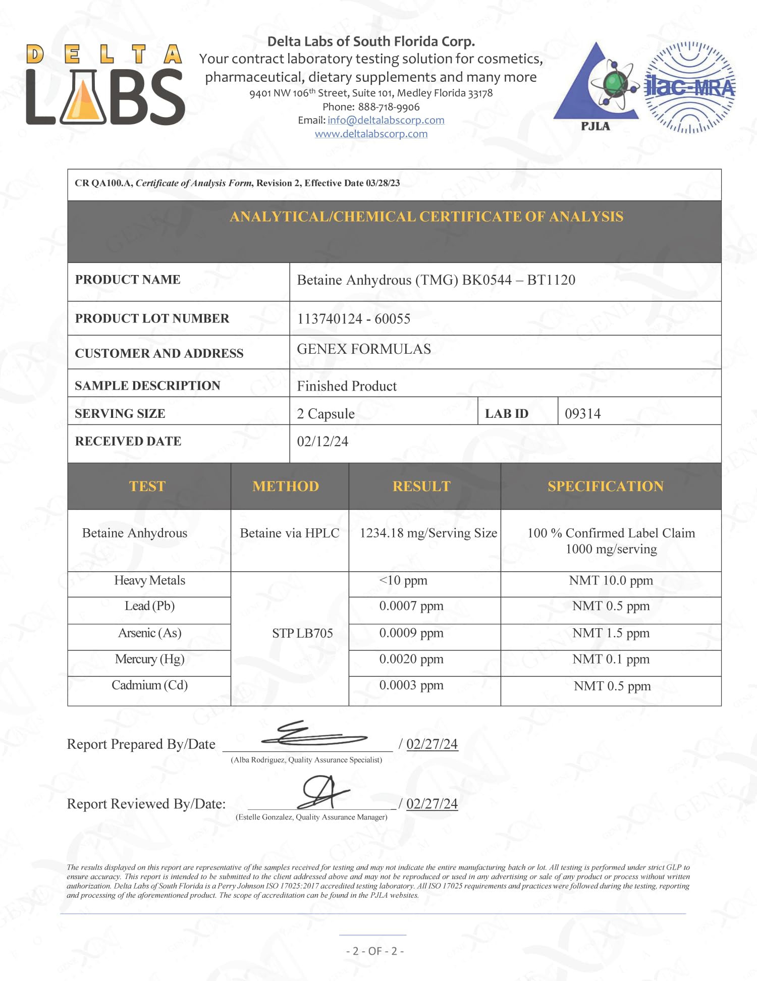 Foto 3 | Suplemento Genex Tmg 1000 Mg De Betaína Anhidra 120 Cápsulas - Venta Internacional.