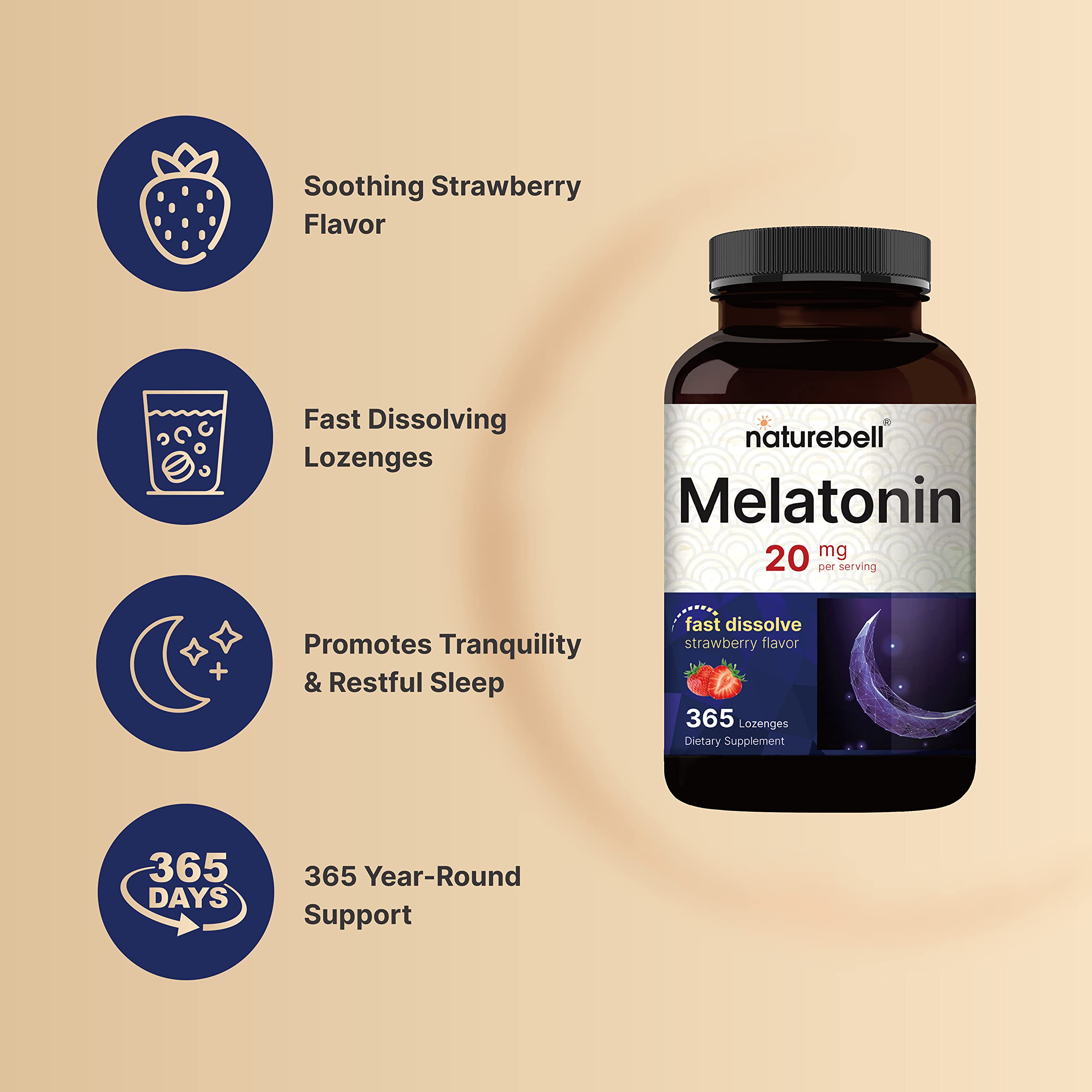 Foto 5 pulgar | Suplemento Naturebell Melatonina 20 Mg 365 Comprimidos - Venta Internacional.