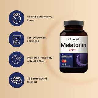 Foto 4 | Suplemento Naturebell Melatonina 20 Mg 365 Comprimidos - Venta Internacional.