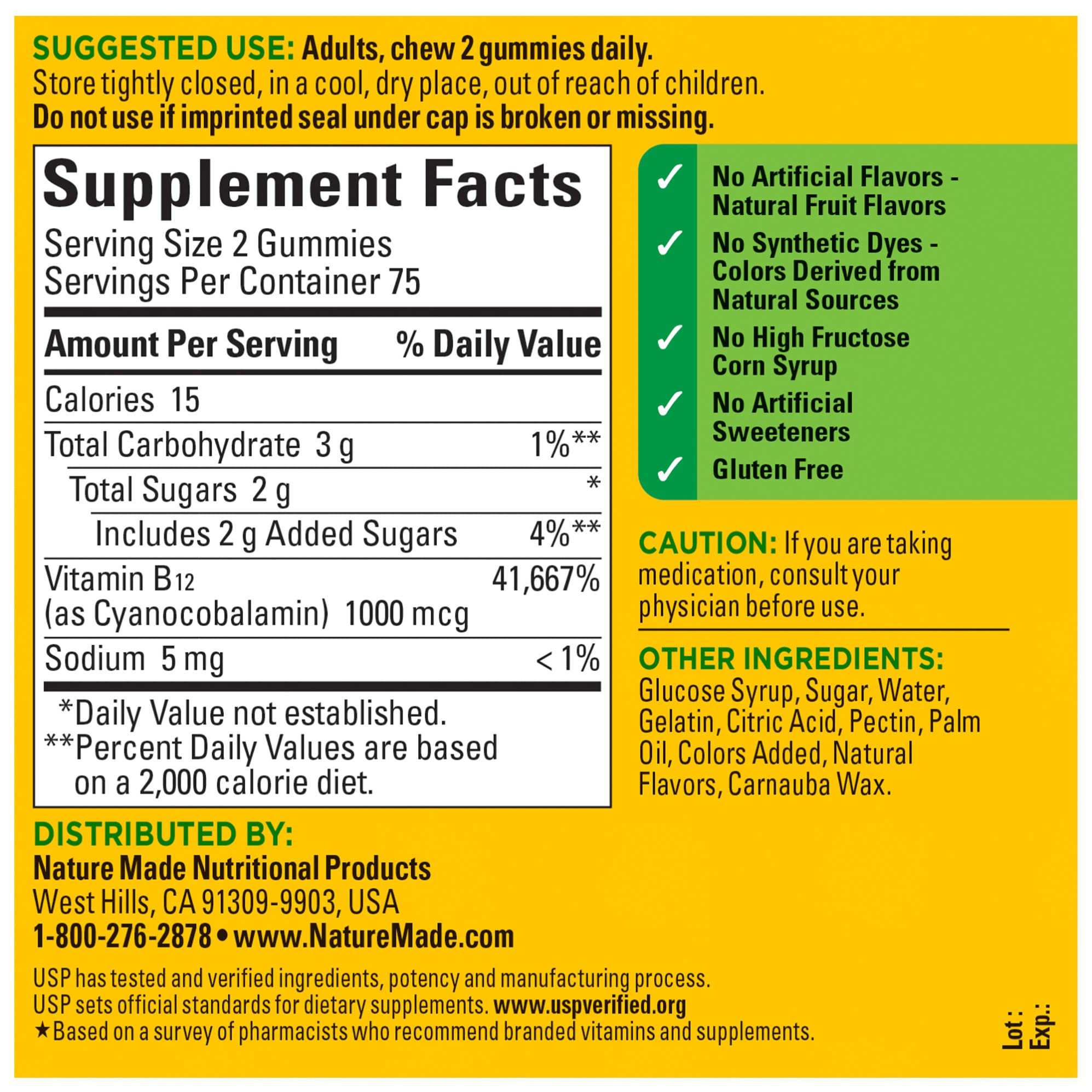 Foto 7 pulgar | Suplemento Nature Made Energy B12 1000 Mcg 150 Gomitas - Venta Internacional.