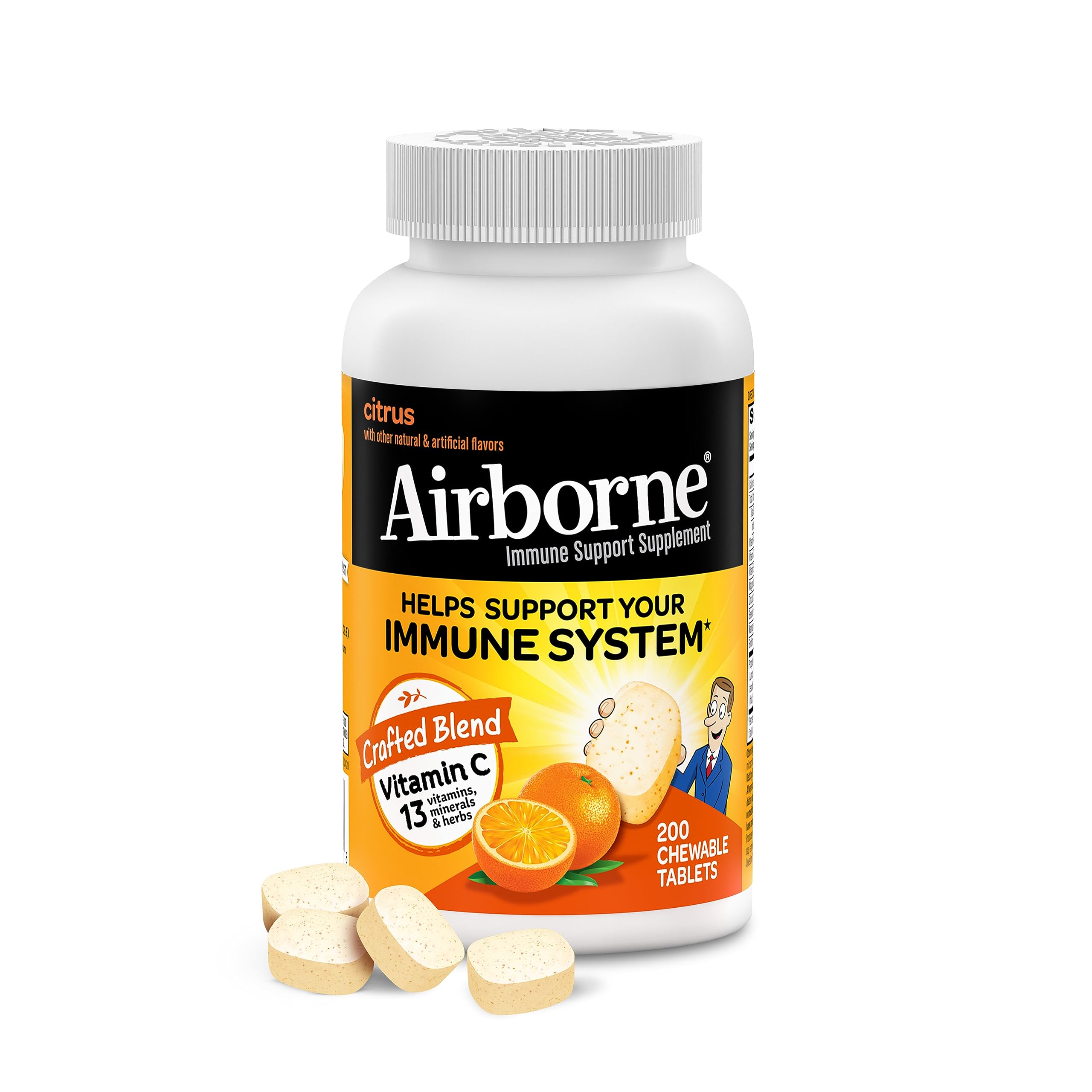 Foto 2 pulgar | Suplemento Airborne, Tabletas Masticables De 1000 Mg Con Zinc, 200 Tabletas - Venta Internacional.
