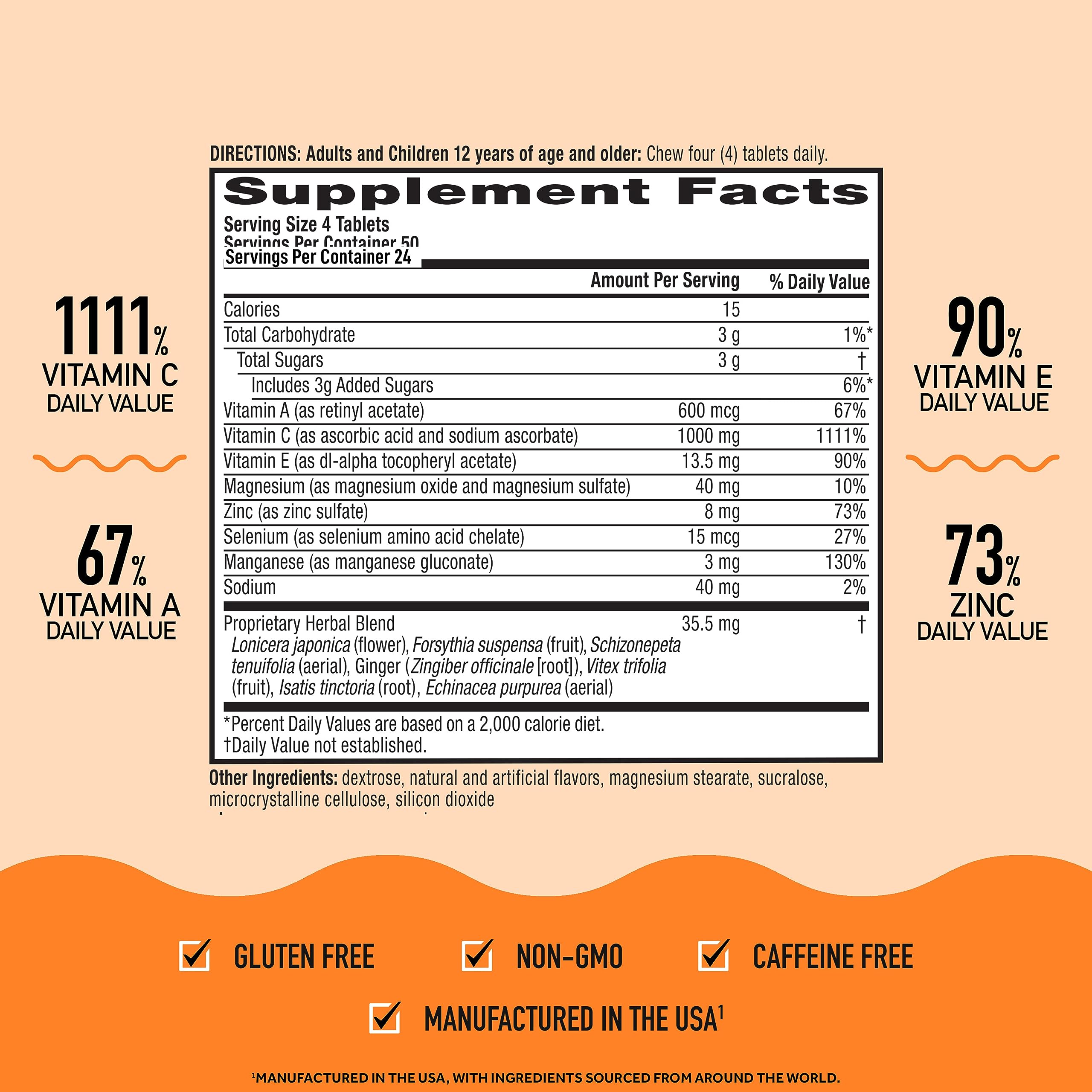 Foto 5 pulgar | Suplemento Airborne, Tabletas Masticables De 1000 Mg Con Zinc, 200 Tabletas - Venta Internacional.