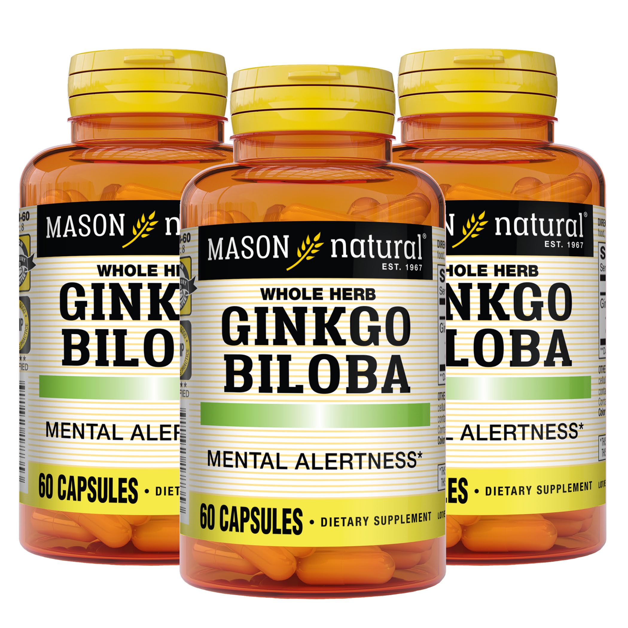 Foto 2 pulgar | Suplemento Mason Natural Ginkgo Biloba 125 Mg 60 Cápsulas X3 - Venta Internacional.