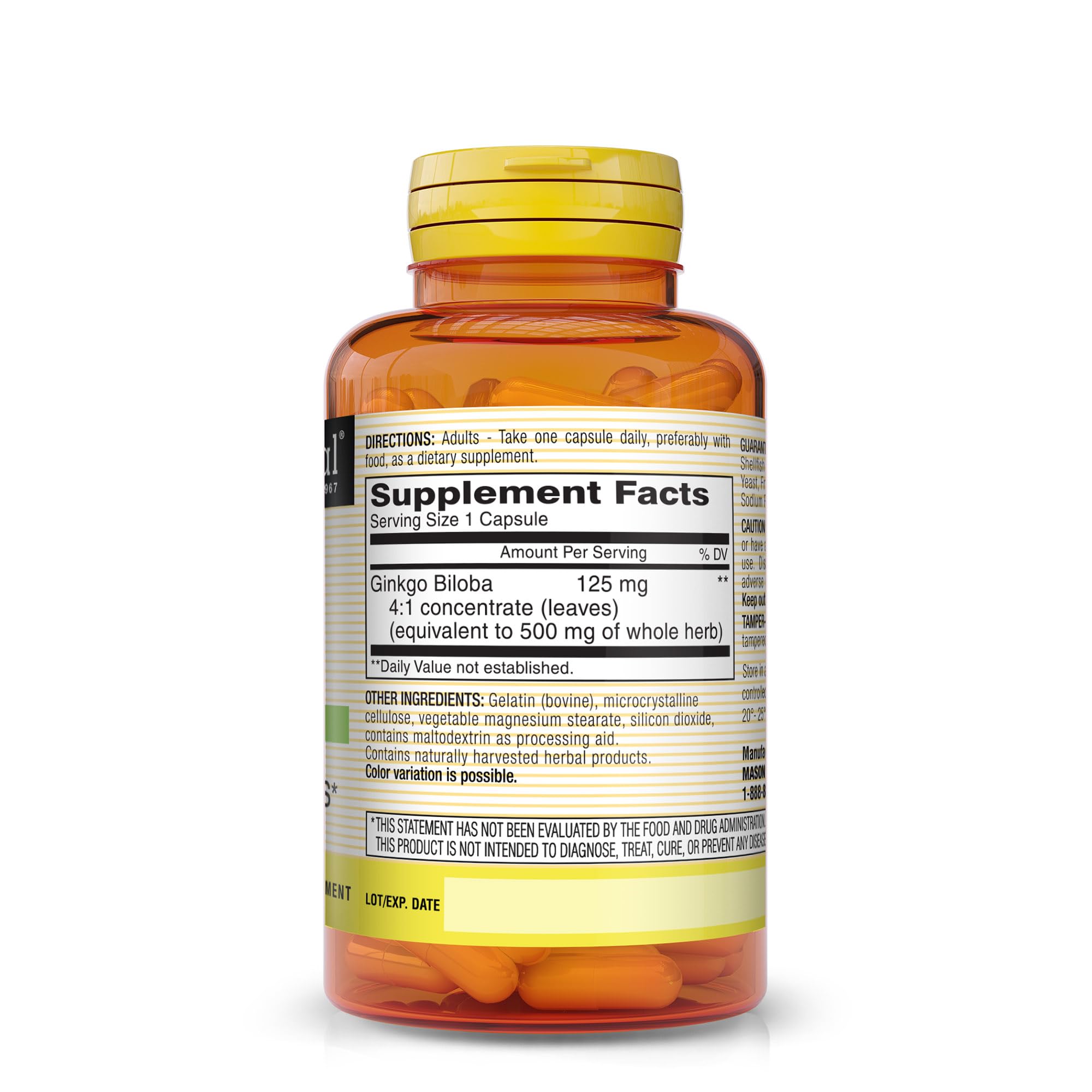 Foto 3 pulgar | Suplemento Mason Natural Ginkgo Biloba 125 Mg 60 Cápsulas X3 - Venta Internacional.