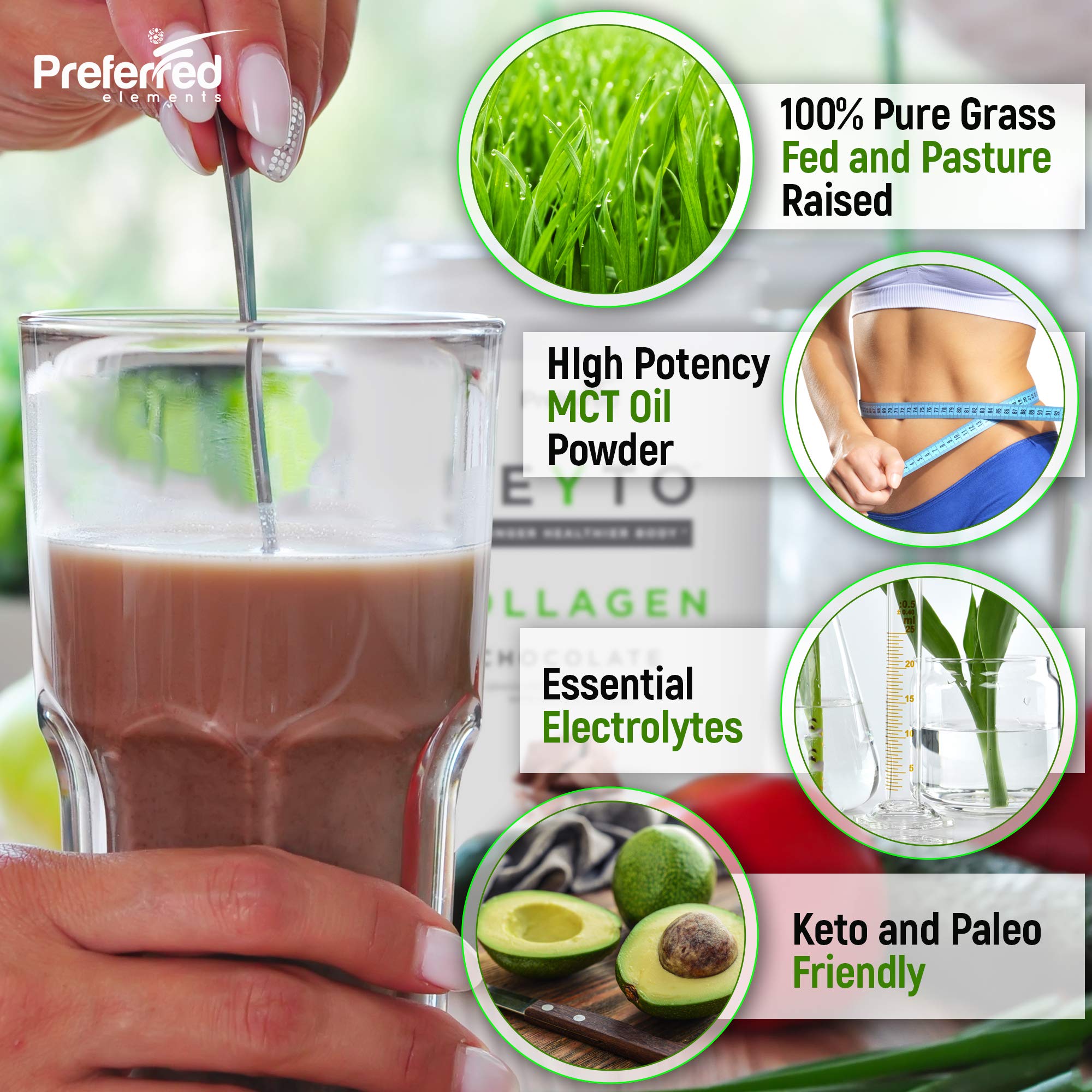 Foto 3 pulgar | Proteína De Colágeno En Polvo Elementos Preferidos Keyto Chocolate - Venta Internacional.