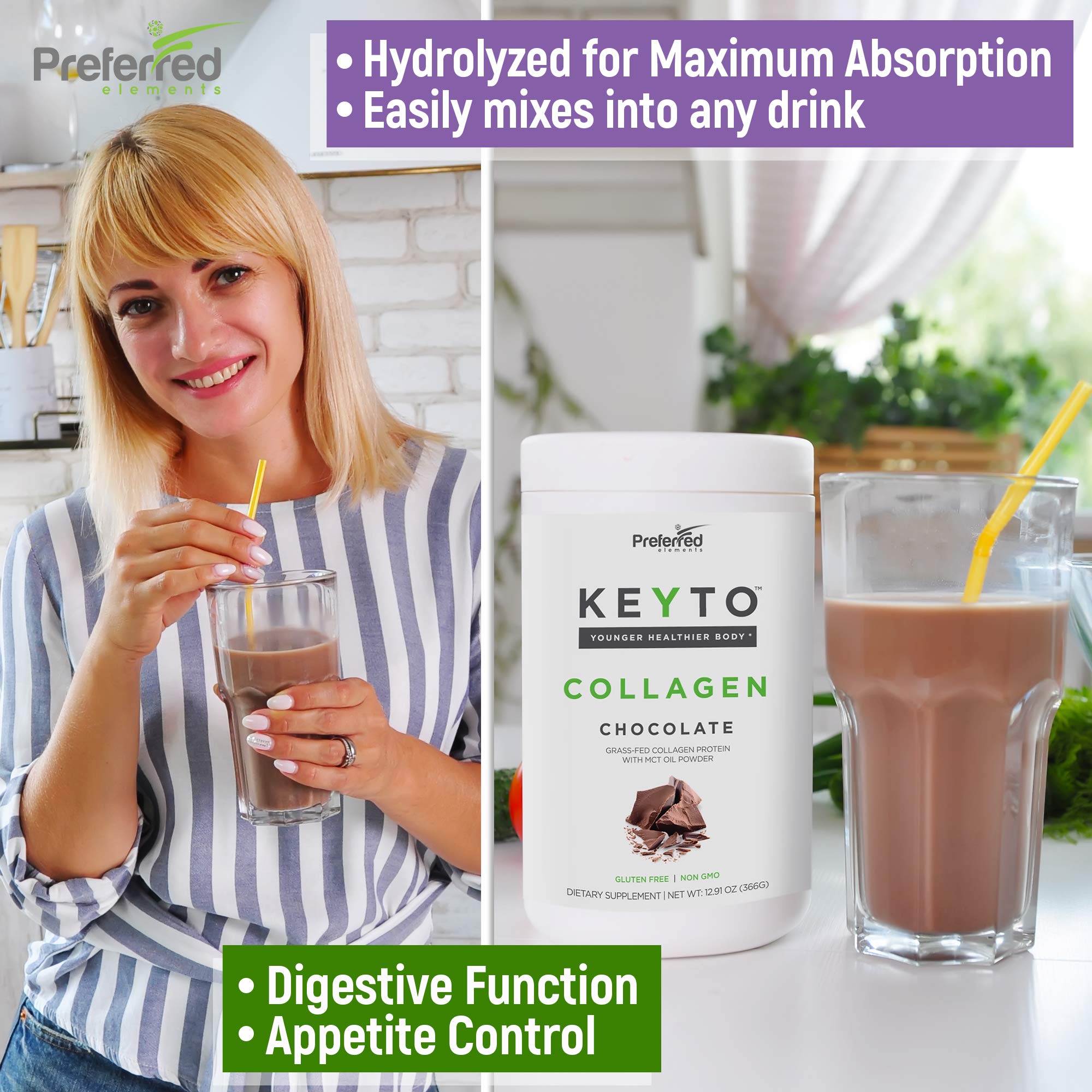 Foto 5 pulgar | Proteína De Colágeno En Polvo Elementos Preferidos Keyto Chocolate - Venta Internacional.