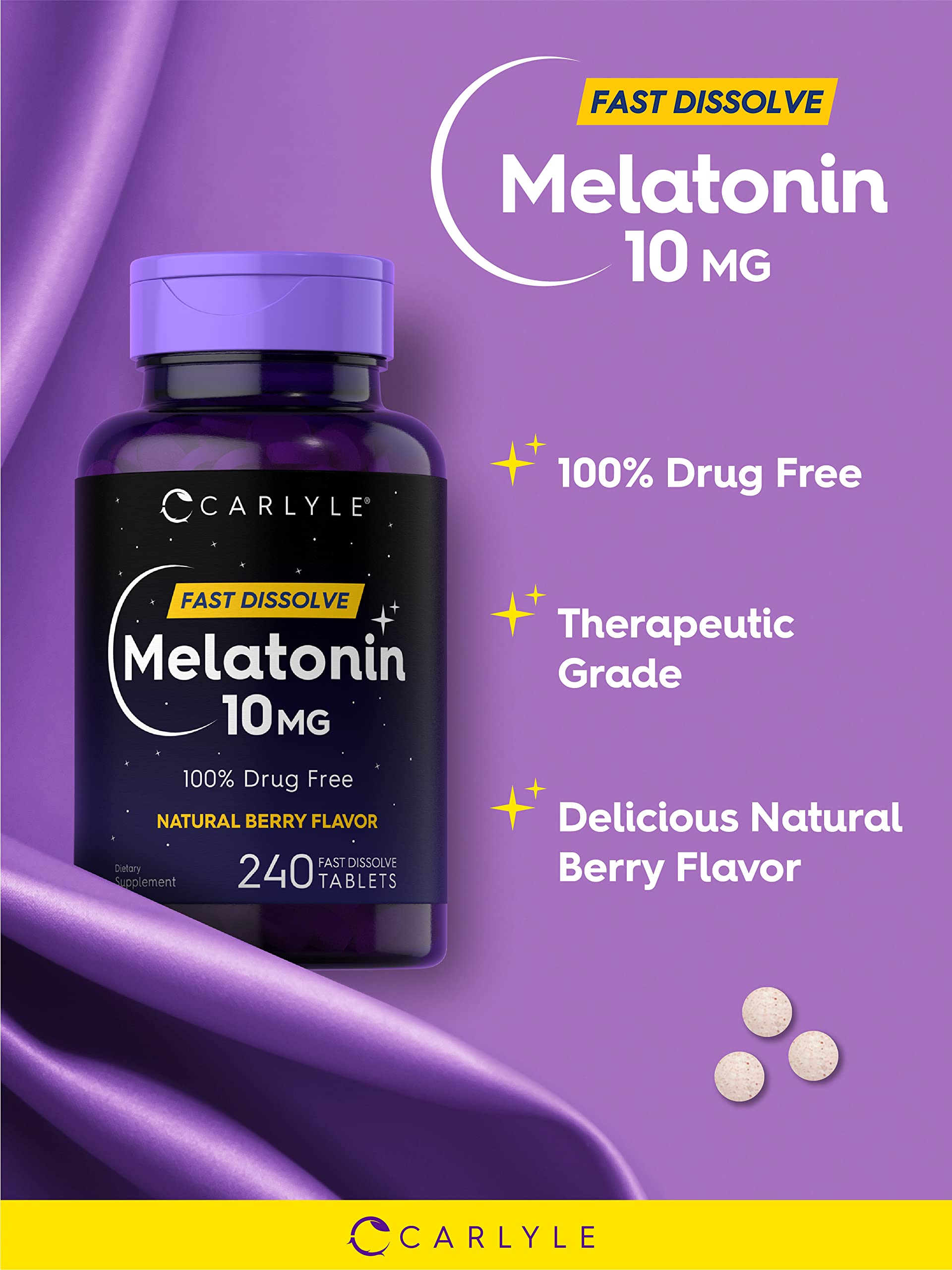 Foto 4 pulgar | Suplemento Carlyle Melatonin 10 Mg 240 Tabletas De Disolución Rápida - Venta Internacional.